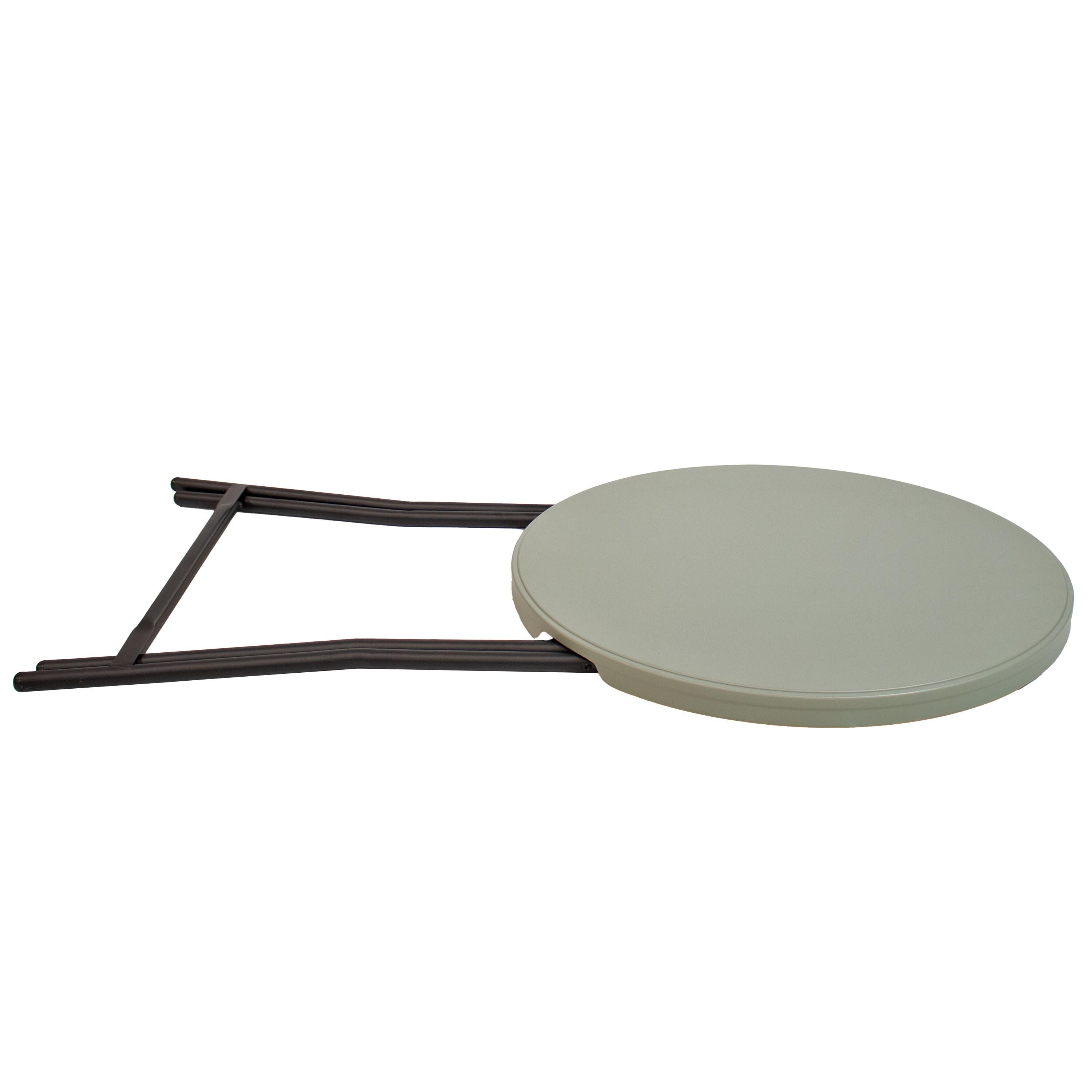 Sunnydaze Outdoor Folding Round Patio Bar-Height Table with Iron Legs and Plastic Top - 31.75" - Gray