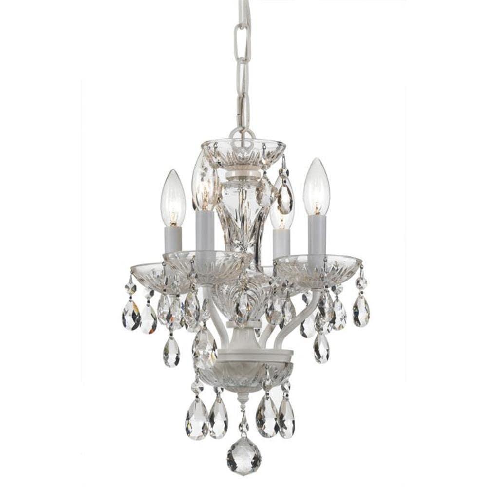 5534-WW-CL-S-Crystorama Lighting-Traditional Crystal - 15 Inch 4 Light Chandelier-Swarovski Strass Crystal Type-Wet White Finish   -Traditional