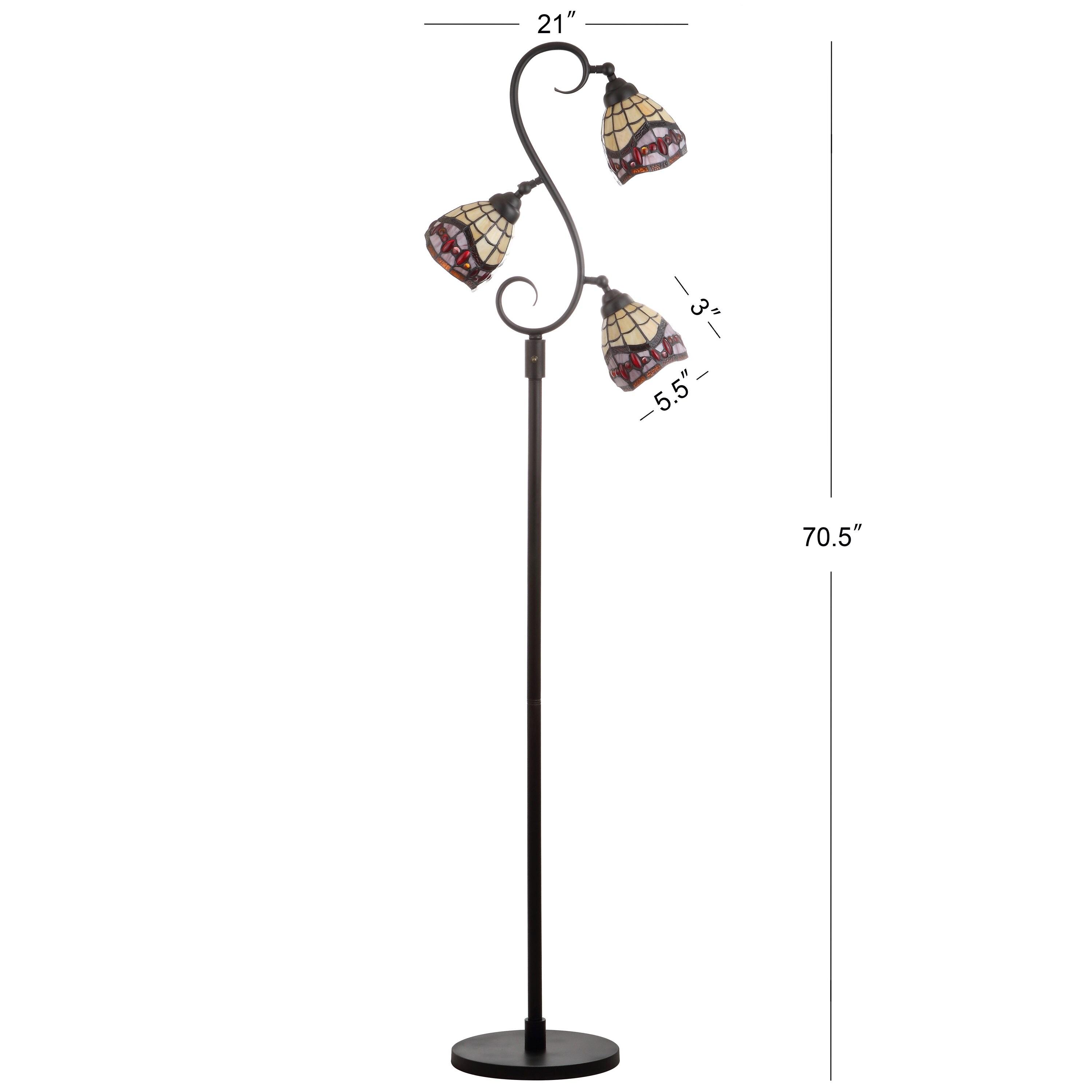 JONATHAN Y JYL8013A Walker Tiffany-Style 70.5" Multi-Light LED Floor Lamp, Traditional for living room, dinning room, bedroom, office Bulb Included, Bronze