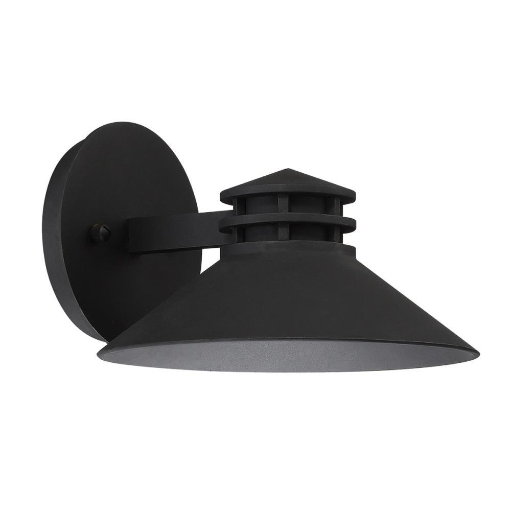 Sodor Small Black LED Outdoor Wall Sconce with White Glass