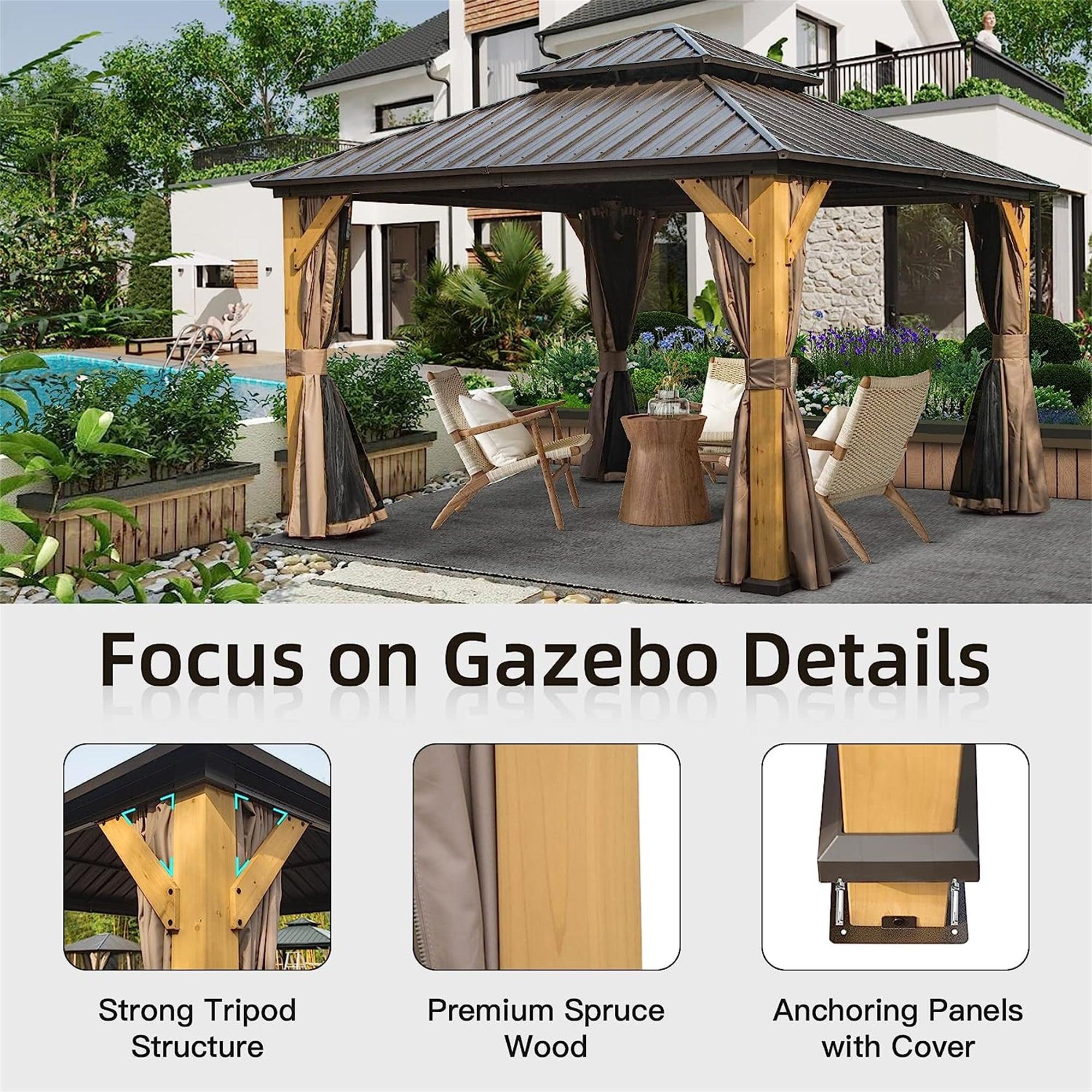 Dorey 12 Ft. W x 12 Ft. D Cedar Framed Patio Gazebo with Galvanized Steel Hardtop