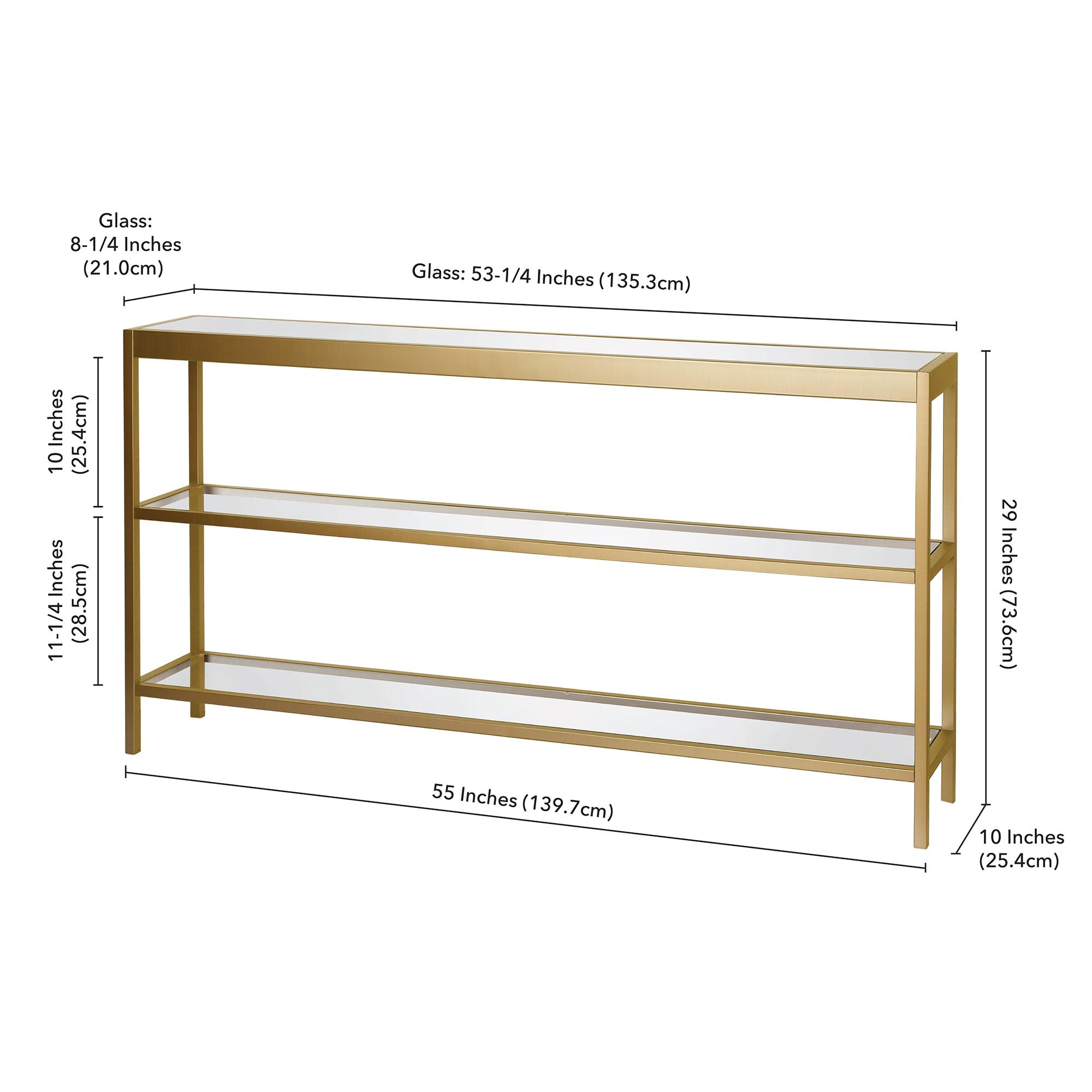 55 Inches Brass Metal/Glass Console Table - Henn&Hart