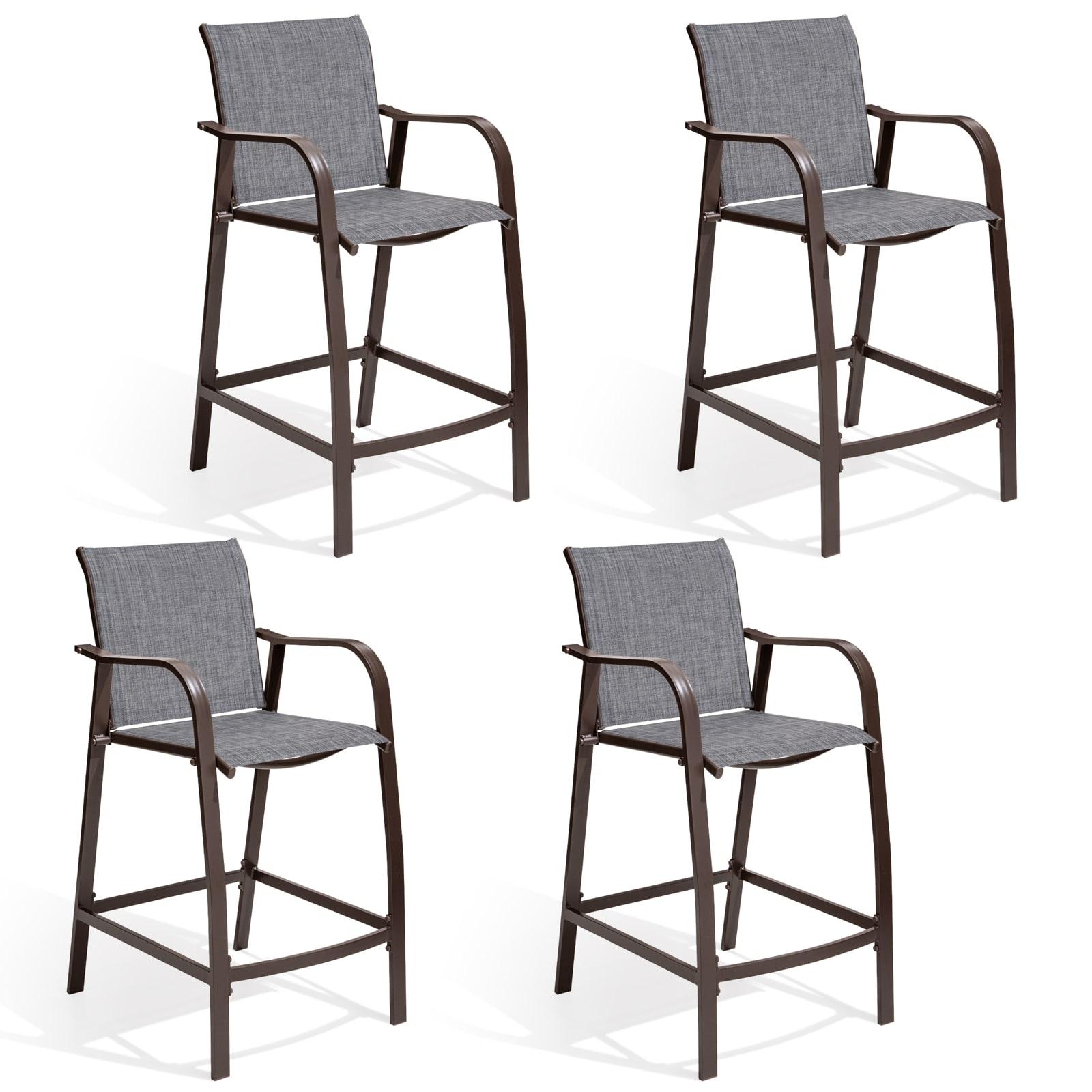 4pc Outdoor Counter Height Bar Stools - Black/Gray - Crestlive Products