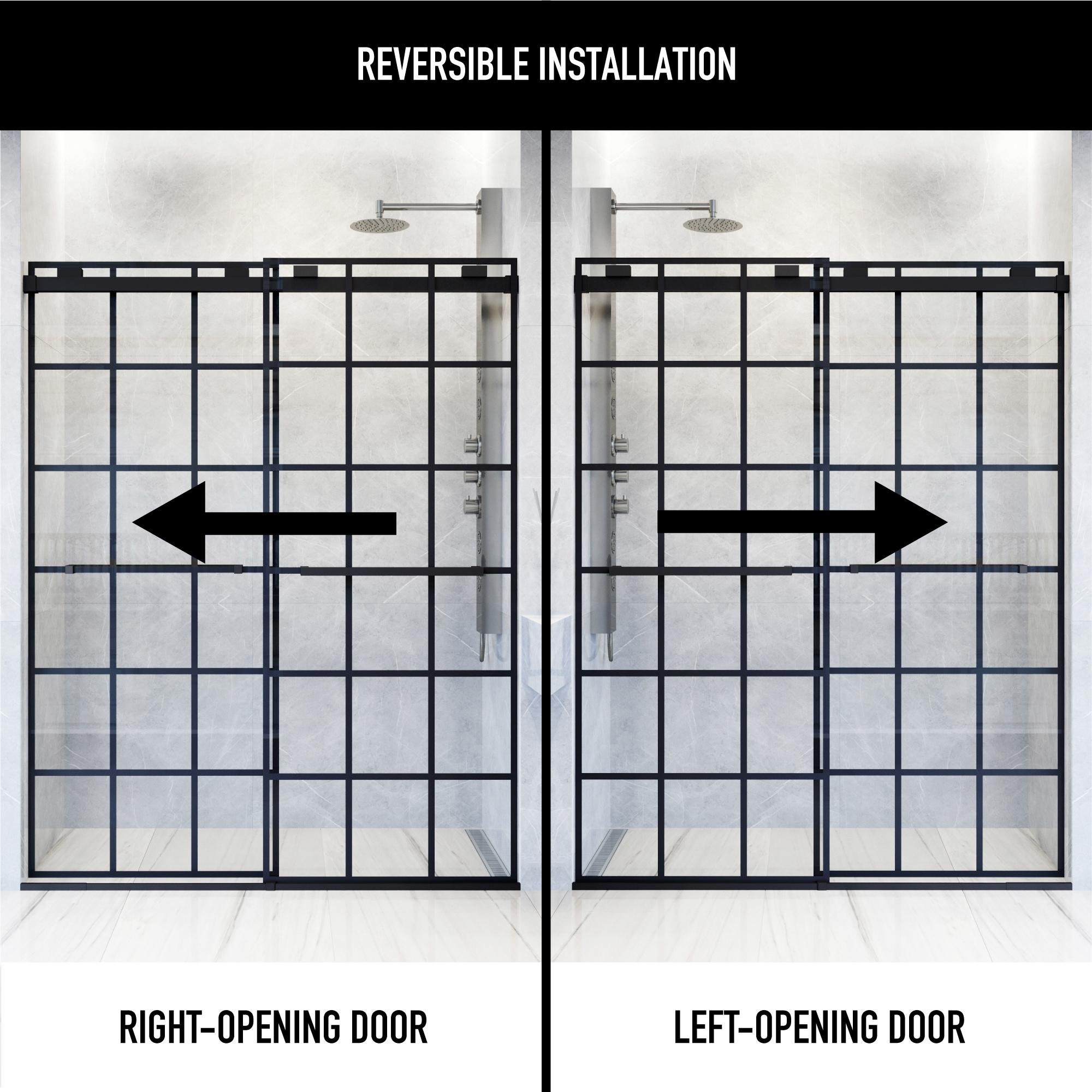 Houston 56-60" W x 76" H Double Sliding Frameless Shower Door with 3/8" Grid Clear Glass