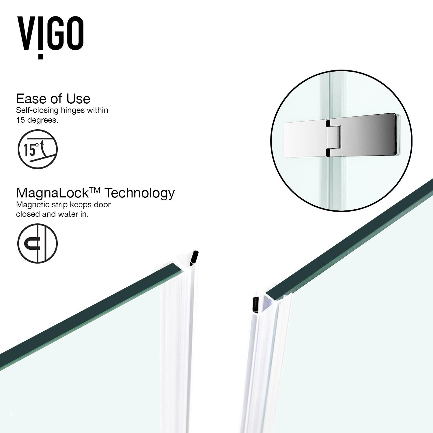 VIGO Monteray 46" W x 30" D x 73" H Hinged Frameless Shower Enclosure with 3/8  Clear Glass VG6011CHCL48