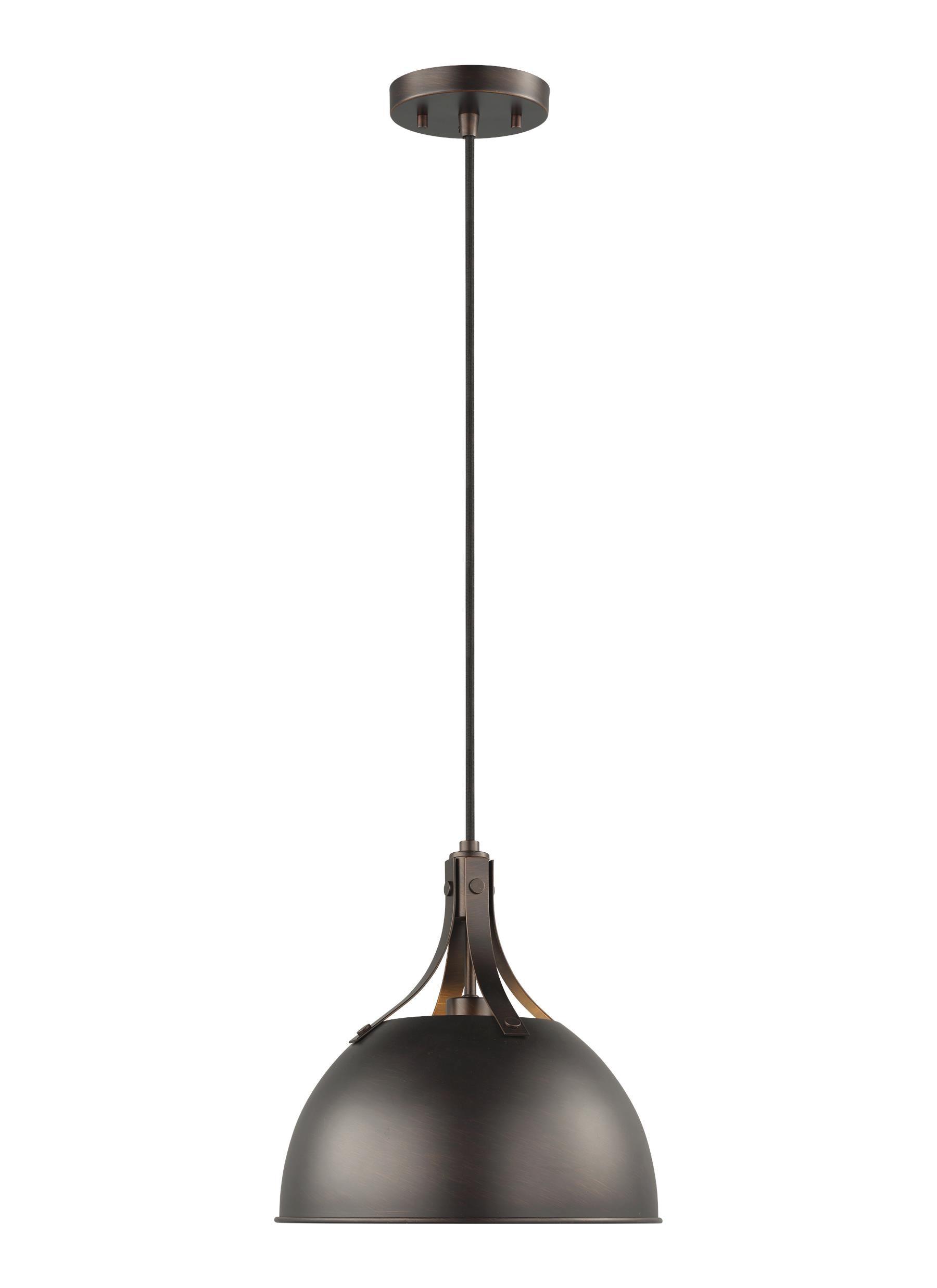 Rockland Bronze Dome Pendant Light with White Interior