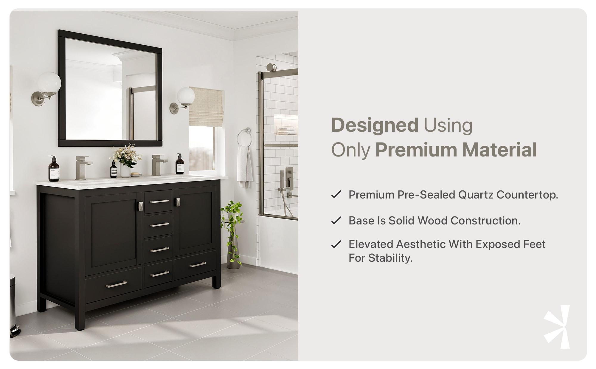Eviva Eviva London 48"W X 18"D Double Sink Bathroom Vanity With White Carrara Quartz Countertop