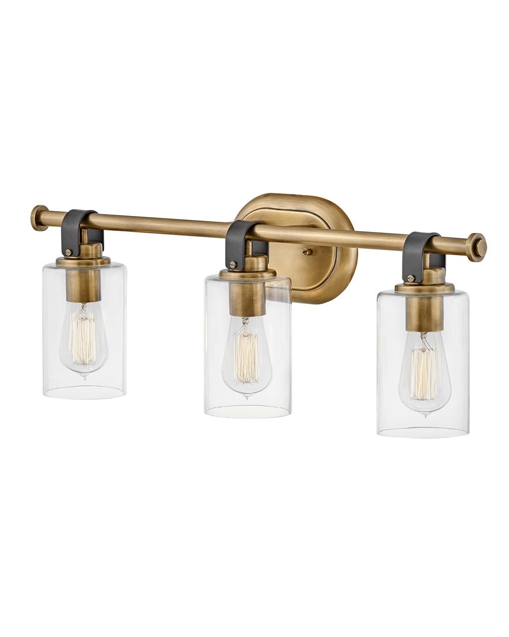 Heritage Brass 3-Light Vanity Light with Clear Glass Shades