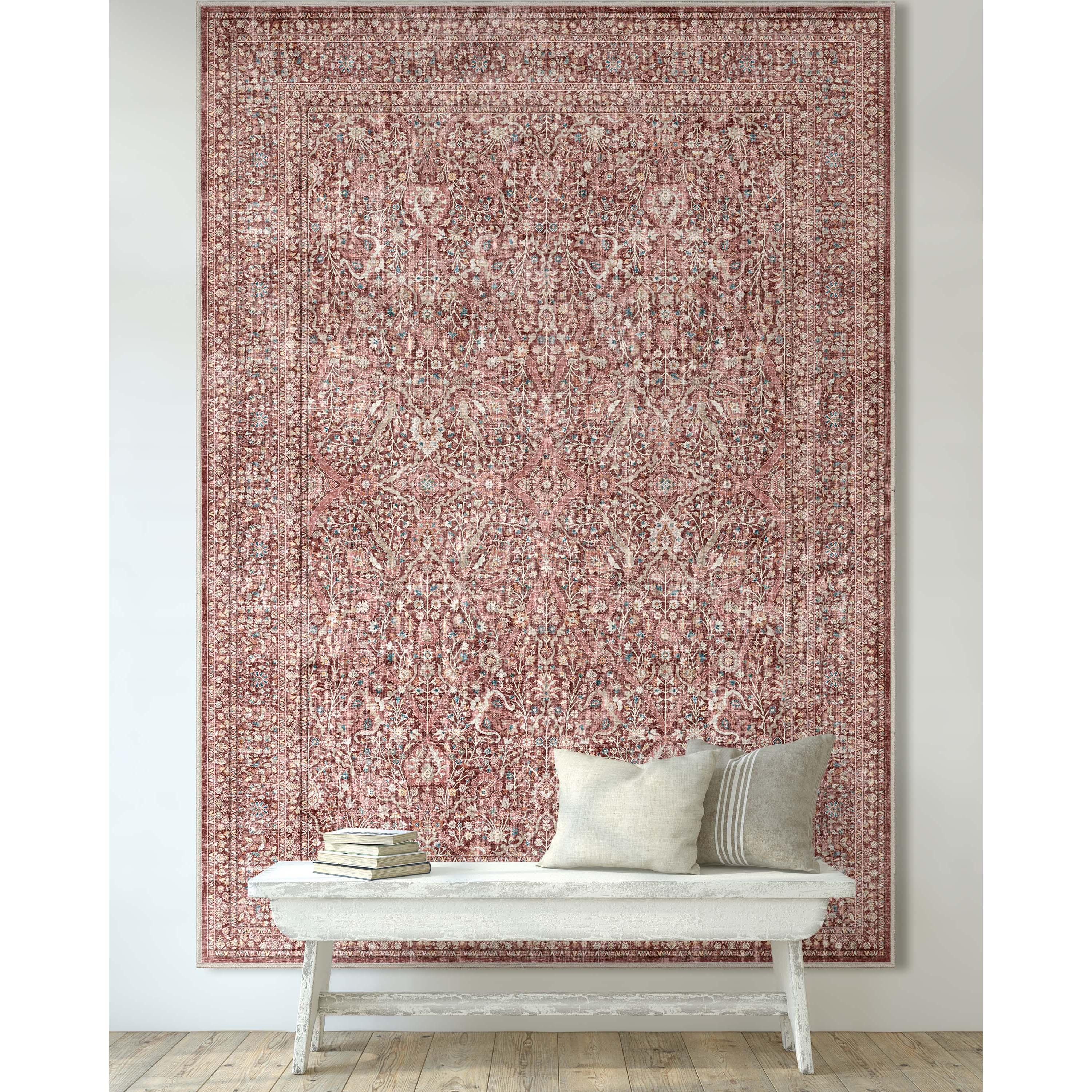 Well Woven Asha Isolde Vintage Oriental Botanical Red Area Rug