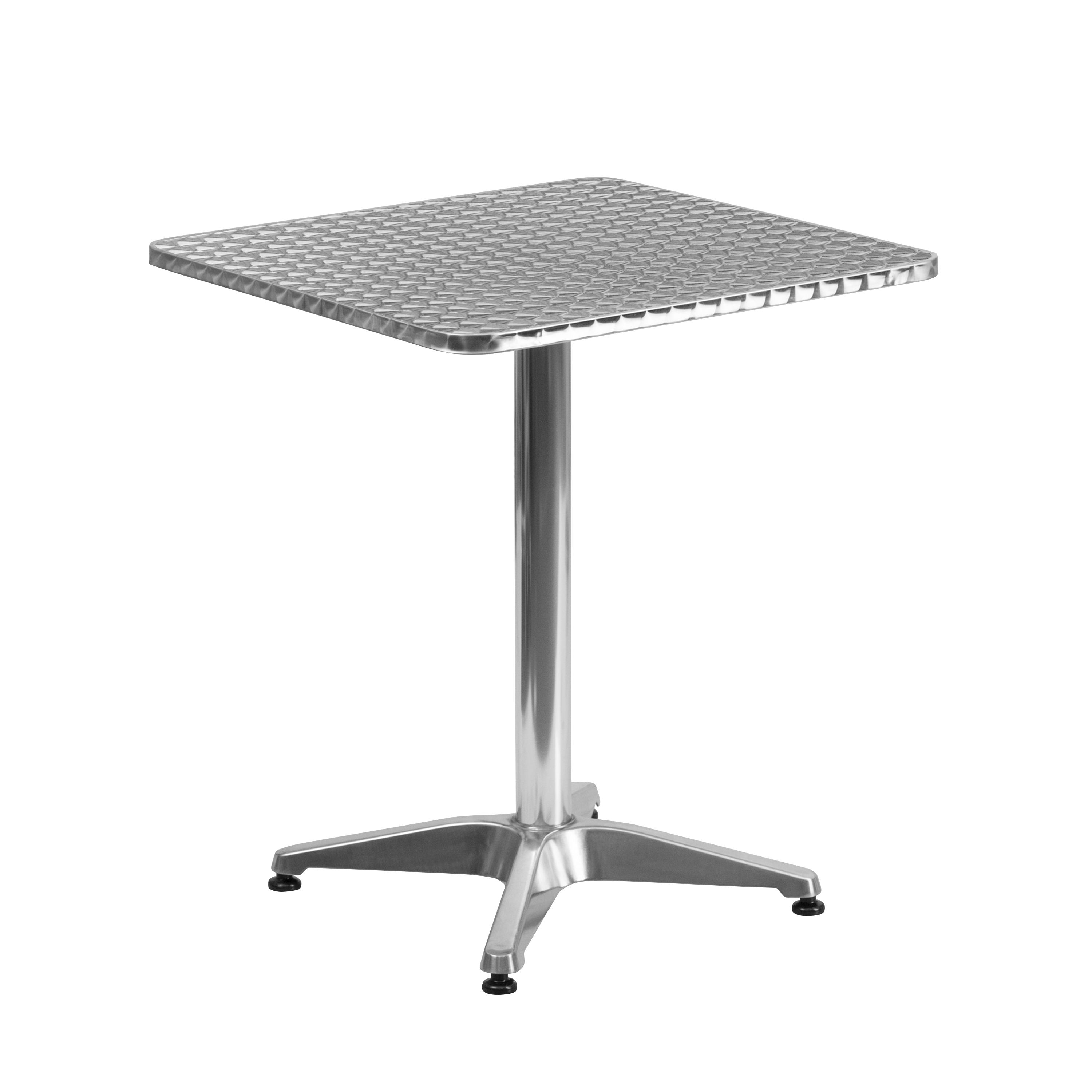Flash Furniture Lila Juego de Mesa Cuadrada de Aluminio para Interior y Exterior de 23,5 Pulgadas con 4 Sillas con Respaldo de Listones