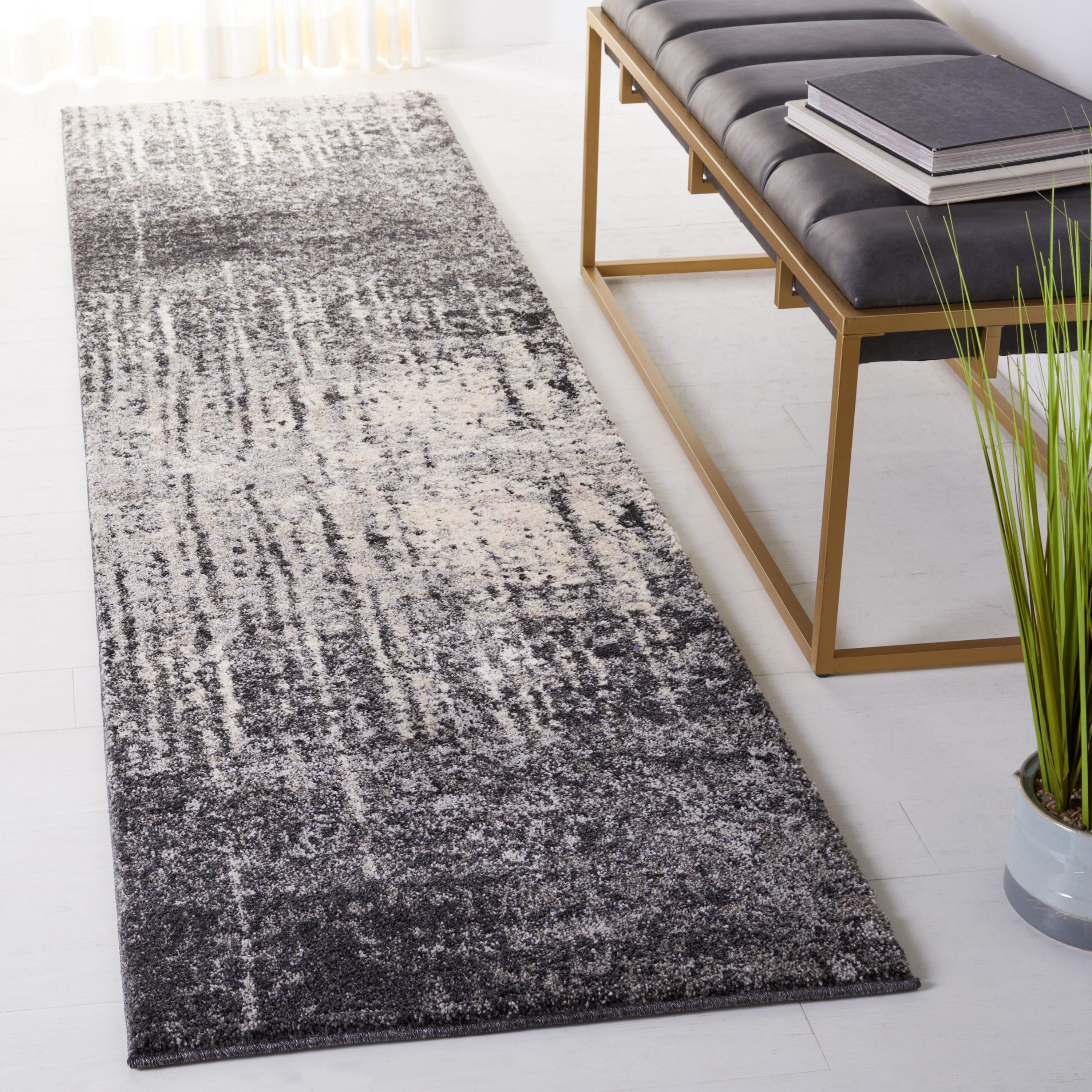 Retro RET2770 Power Loomed Indoor Runner Rug - Black/Light Grey - 2'3"x9' - Safavieh.