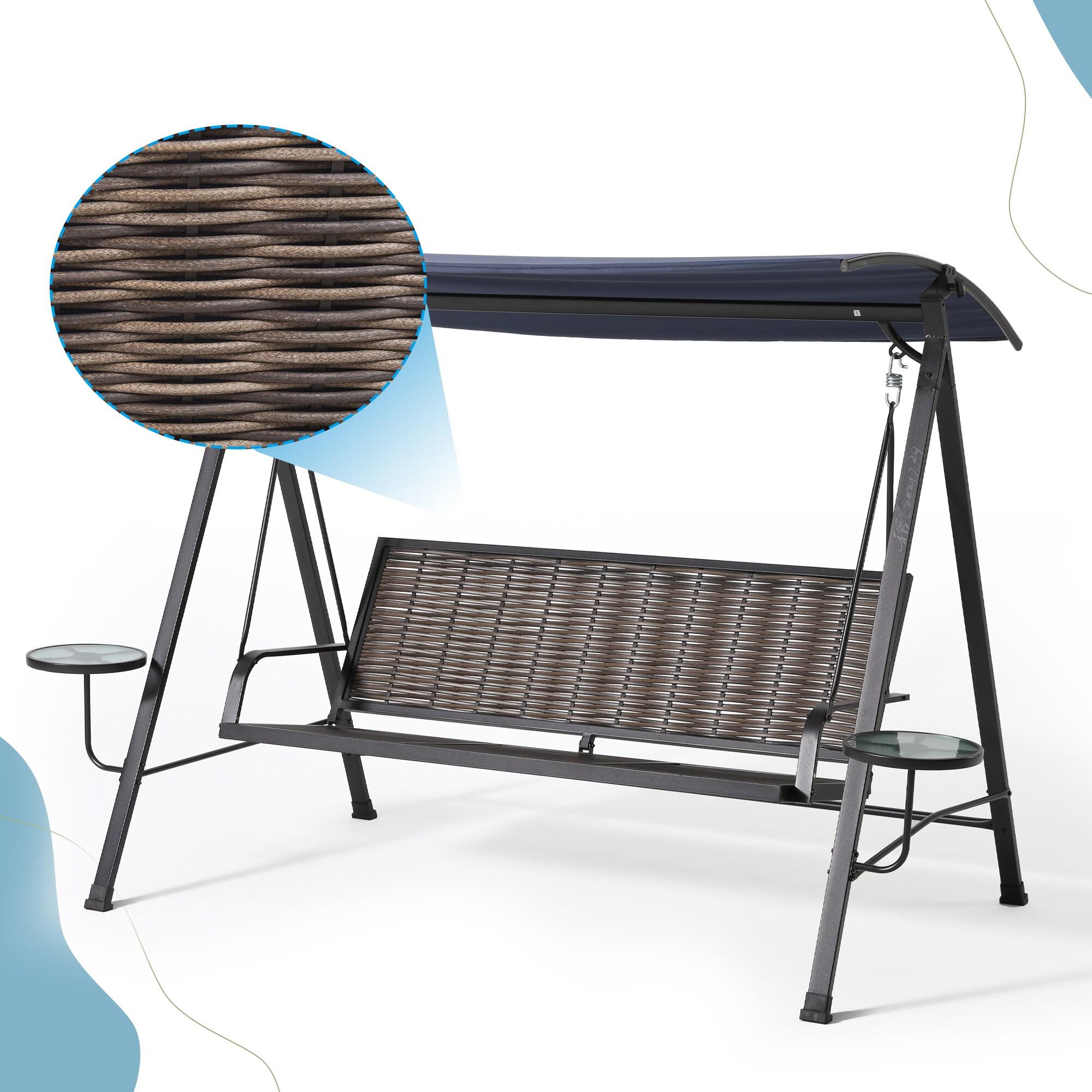 Hokku Designs Steel 3-Seater Swing Porch Swing With Canopy