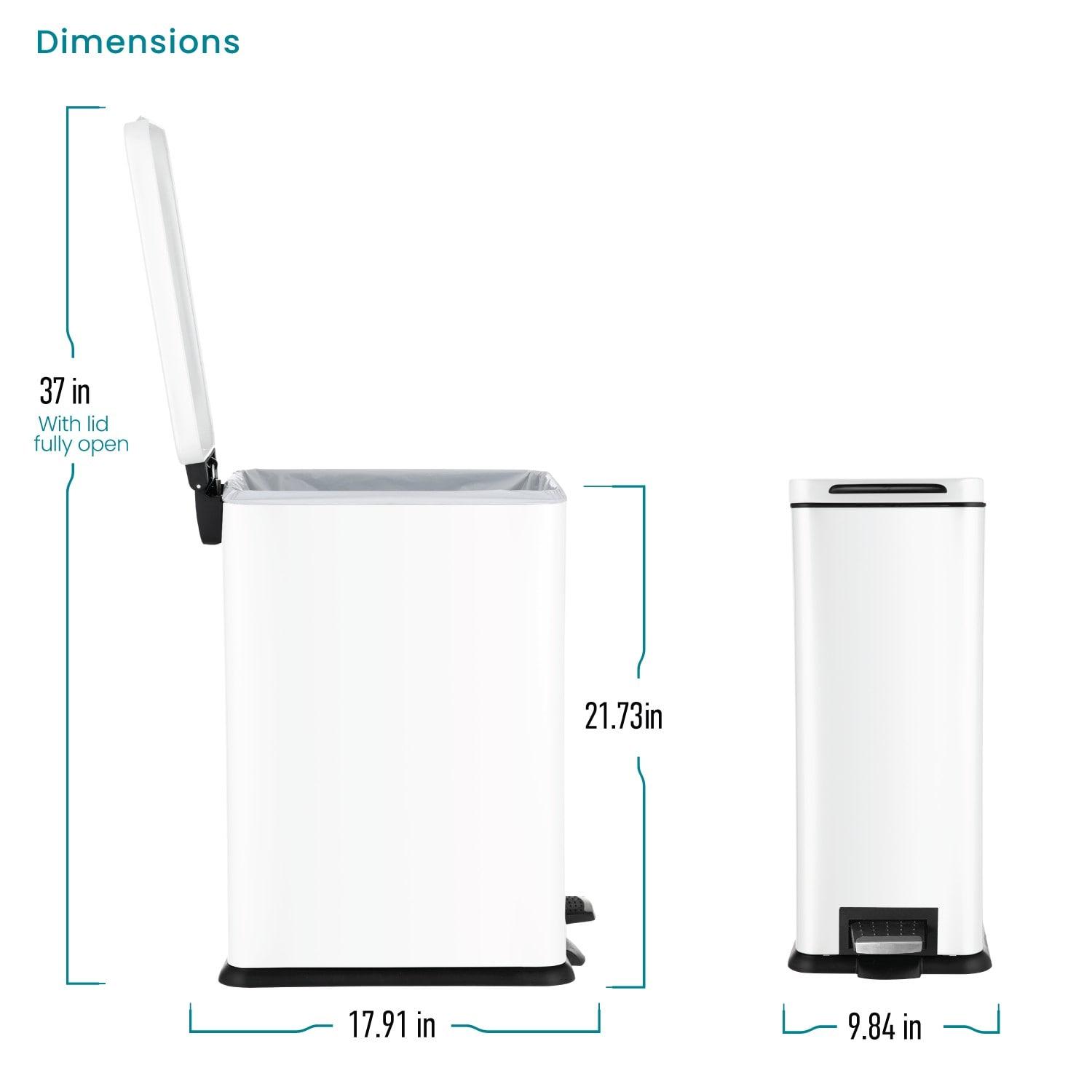 Home Zone Living 8 Gallon Stainless Steel Kitchen Trash Can with Step-On Pedal and Slow Closing Lid