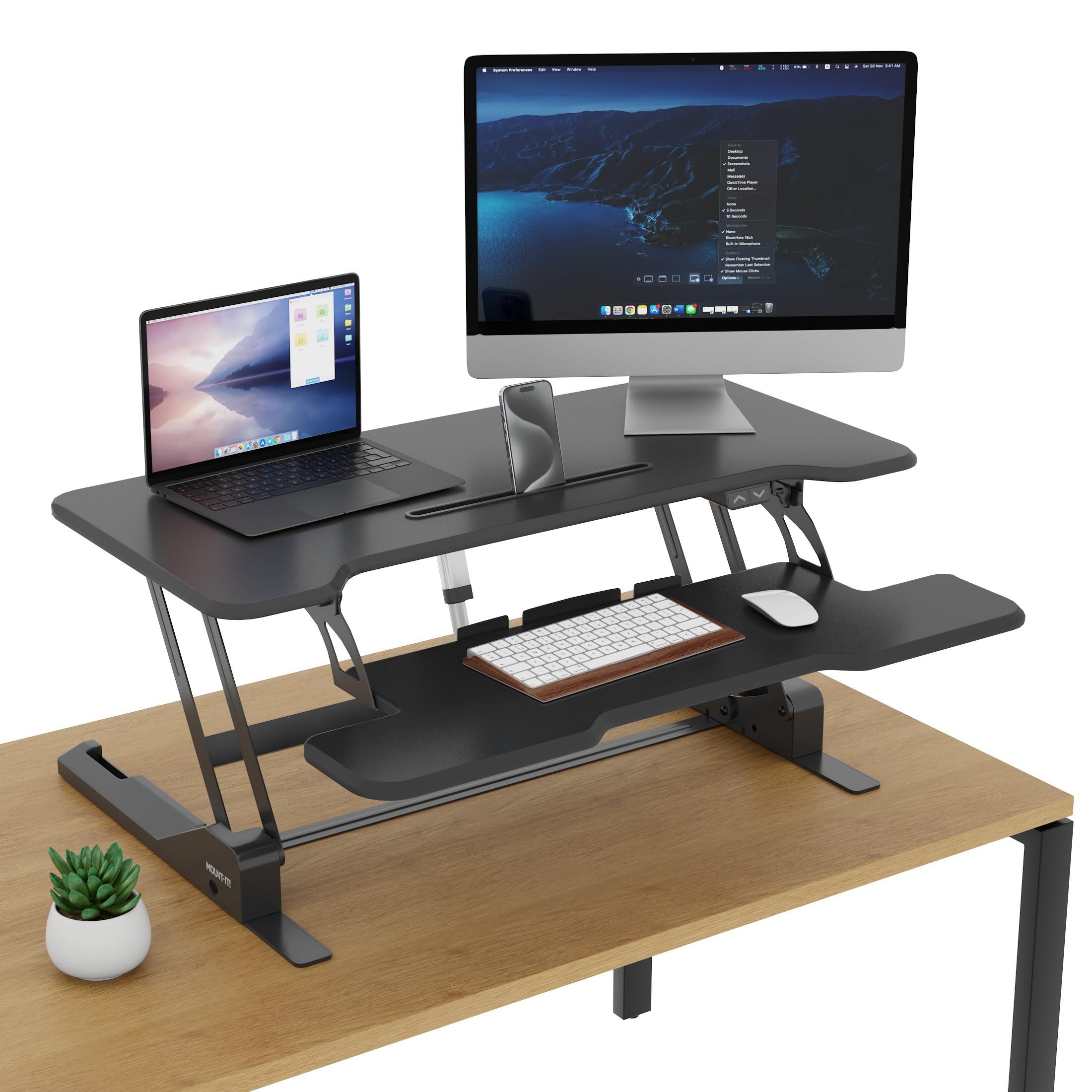 Mount-It 38 in. W Height Adjustable Rectangle Standing Desk Converter