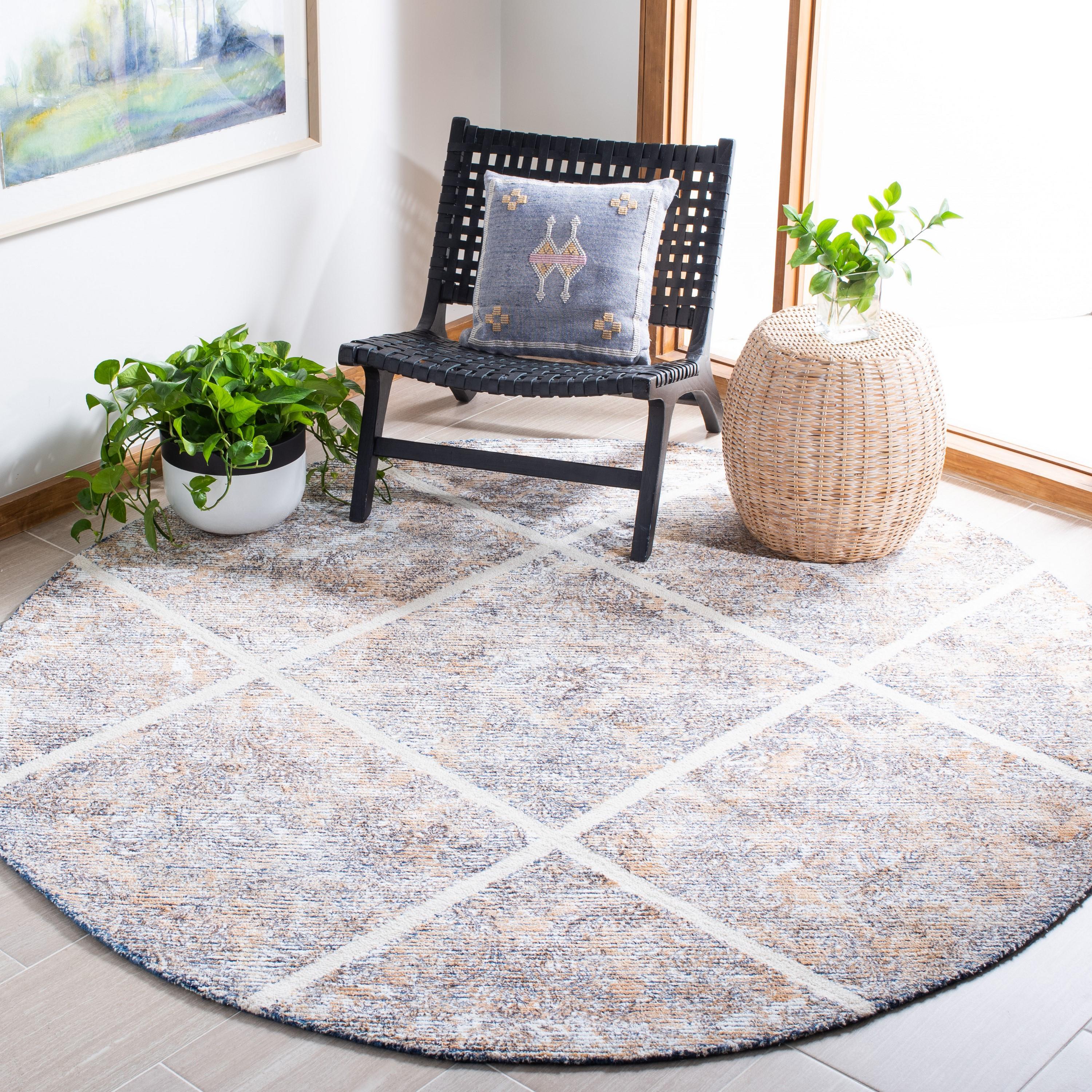 SAFAVIEH Artistry Linda Trellis Area Rug, Ivory/Gold, 7' x 7' Round