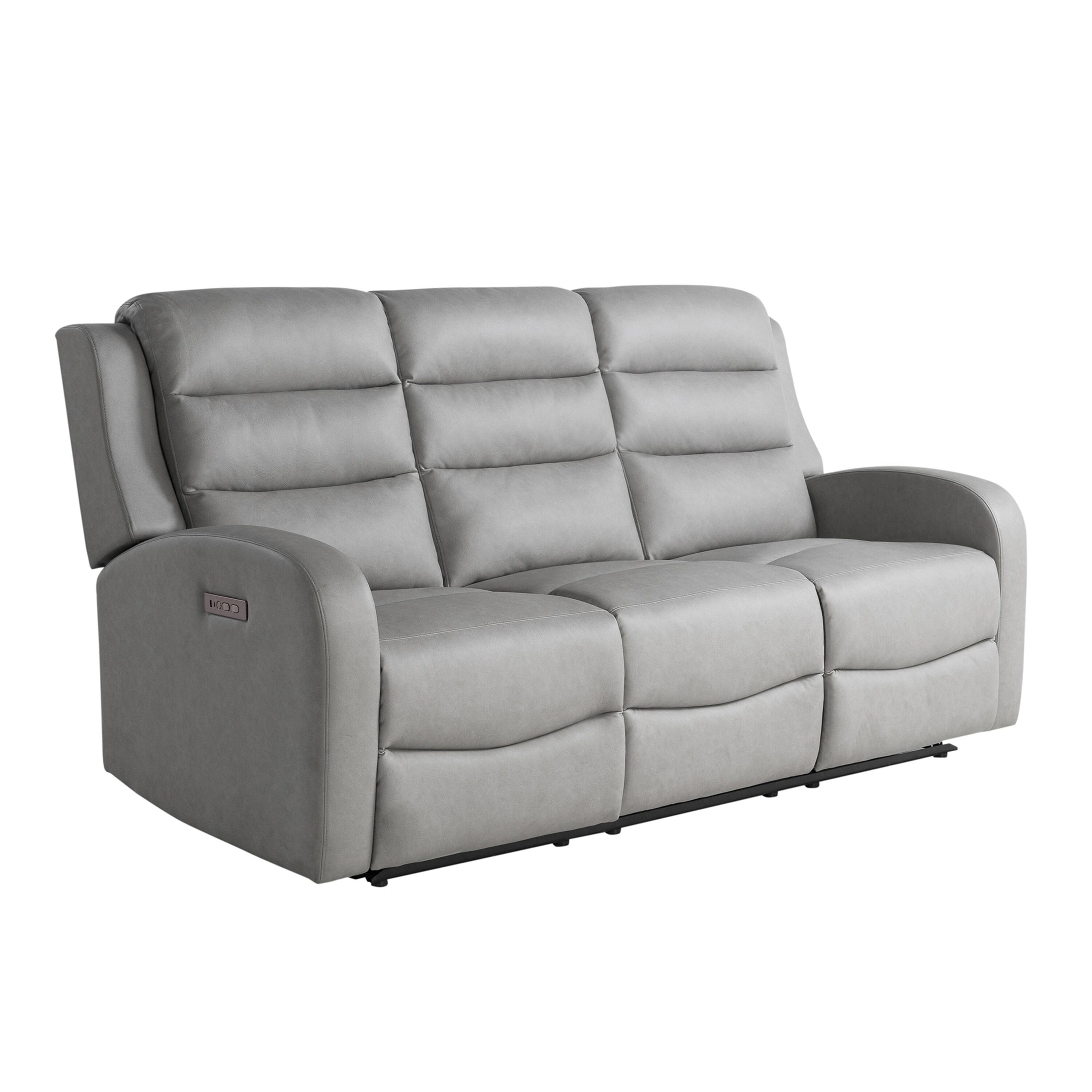 Relax-A-Lounger Alpine Power Recliner Sofa Gray Vegan Leather
