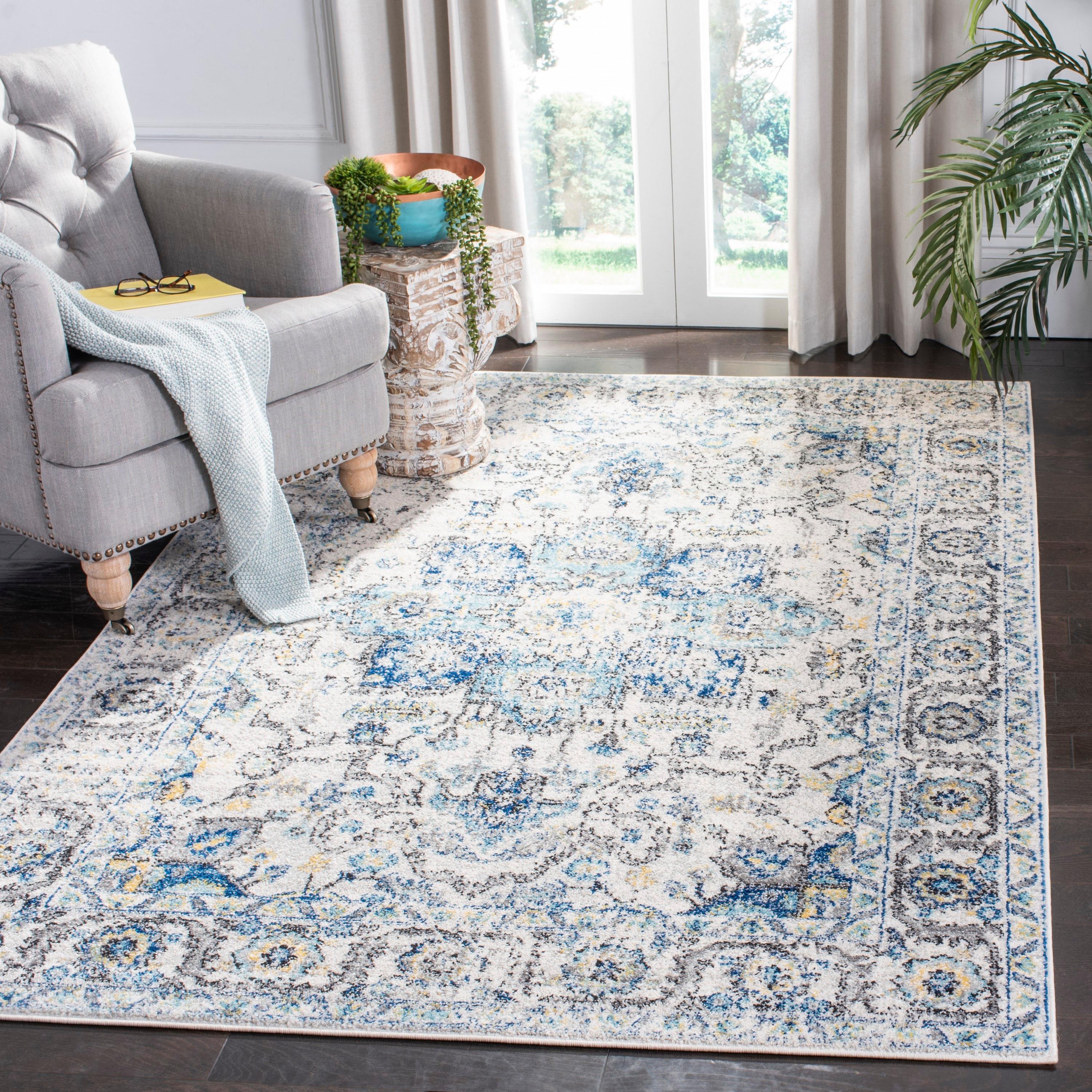 Madison MAD603 Power Loomed Area Rug - Turquoise/Ivory - 6'7"x9'2" - Safavieh.