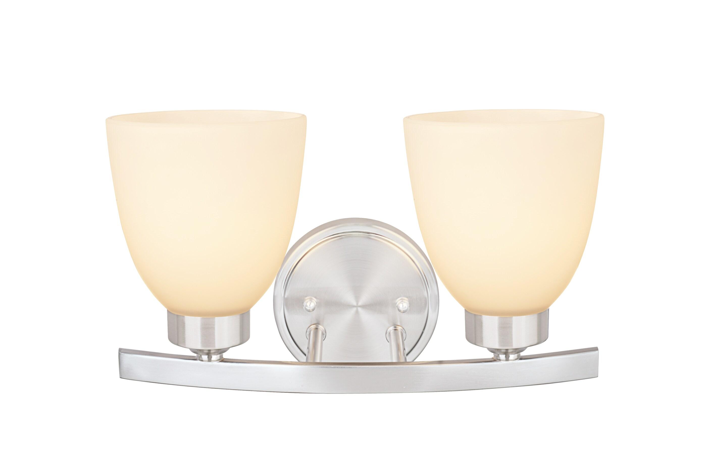 Satin Nickel Frosted Glass 2-Light Vanity Fixture