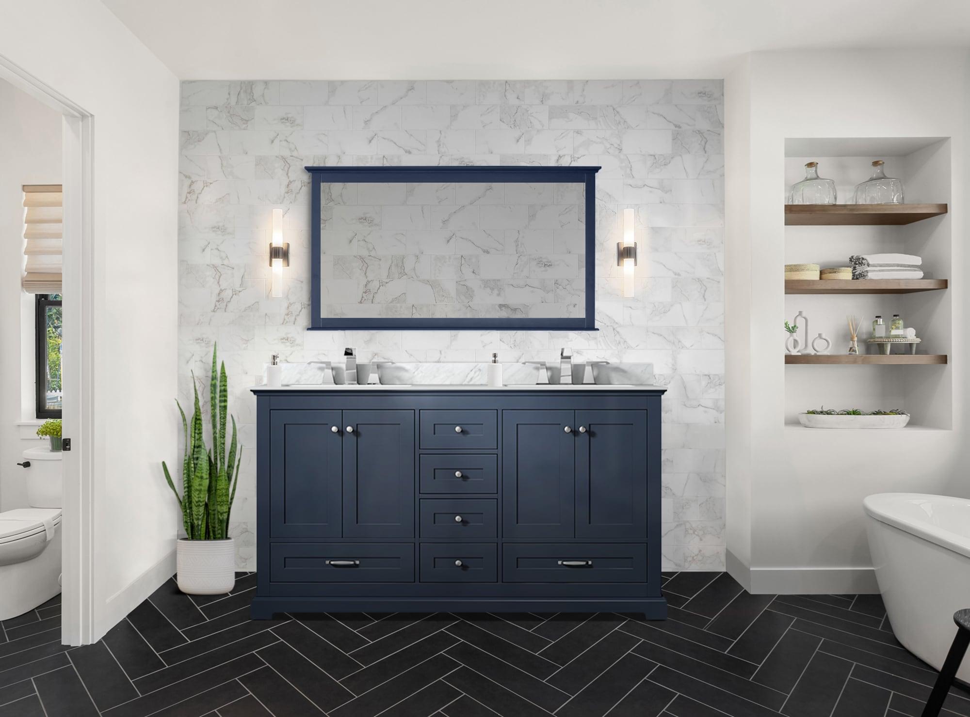 Lexora Home Dukes 60" Vanity Cabinet in Navy Blue