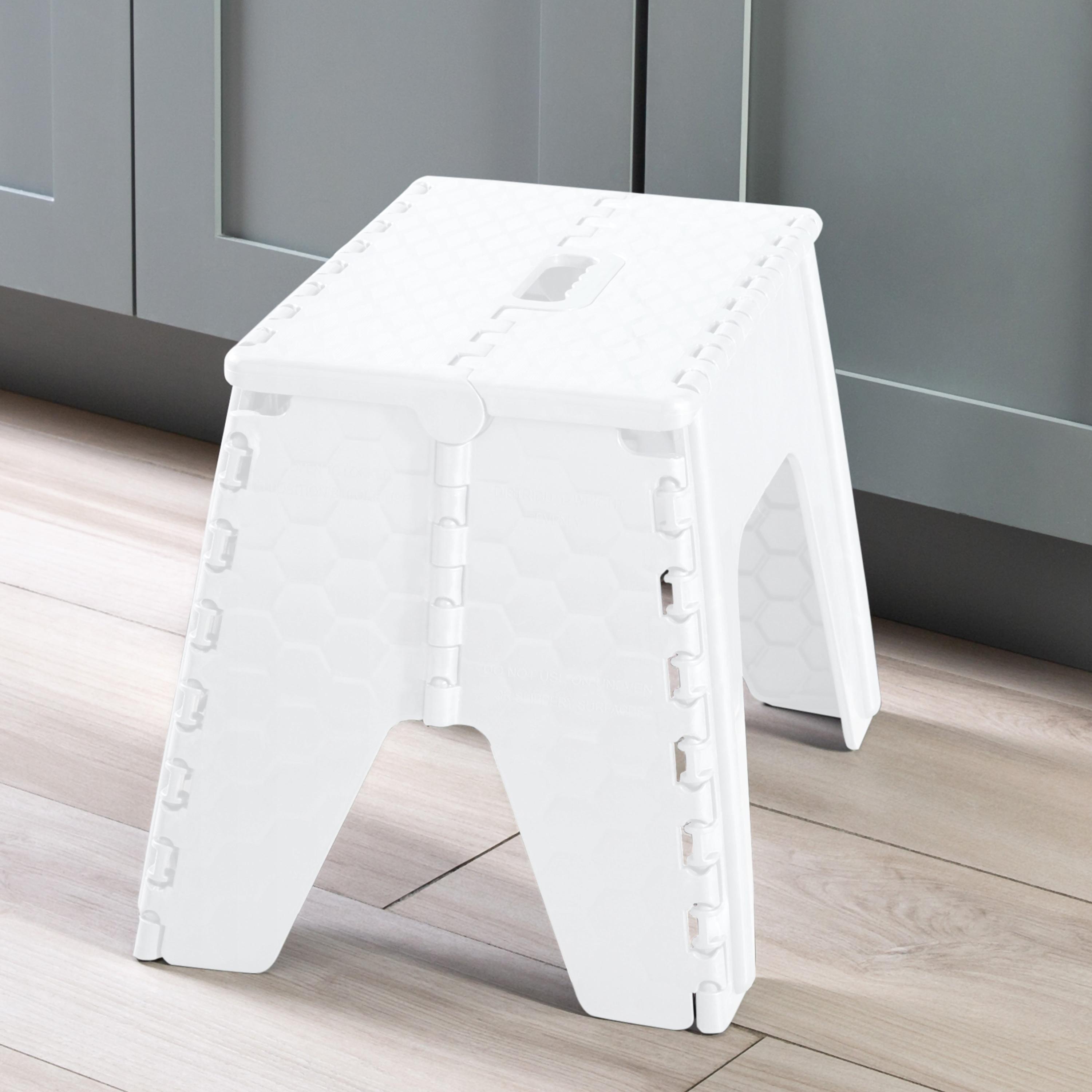 Simplify 12" Plastic Folding Single Step Stool in White