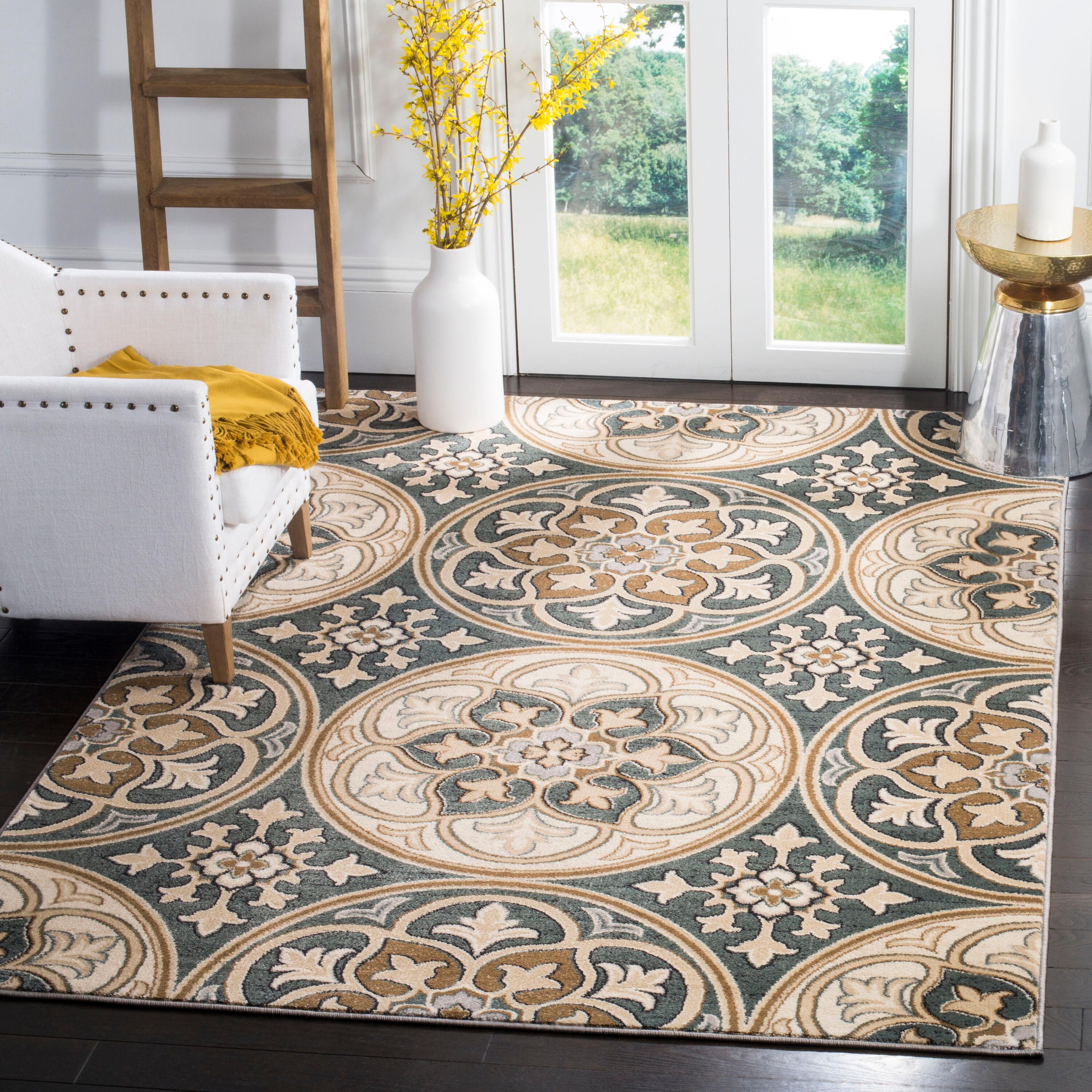 Lyndhurst LNH341 Power Loomed Accent Rug - Slate Blue/Beige - 3'3"x5'3" - Safavieh
