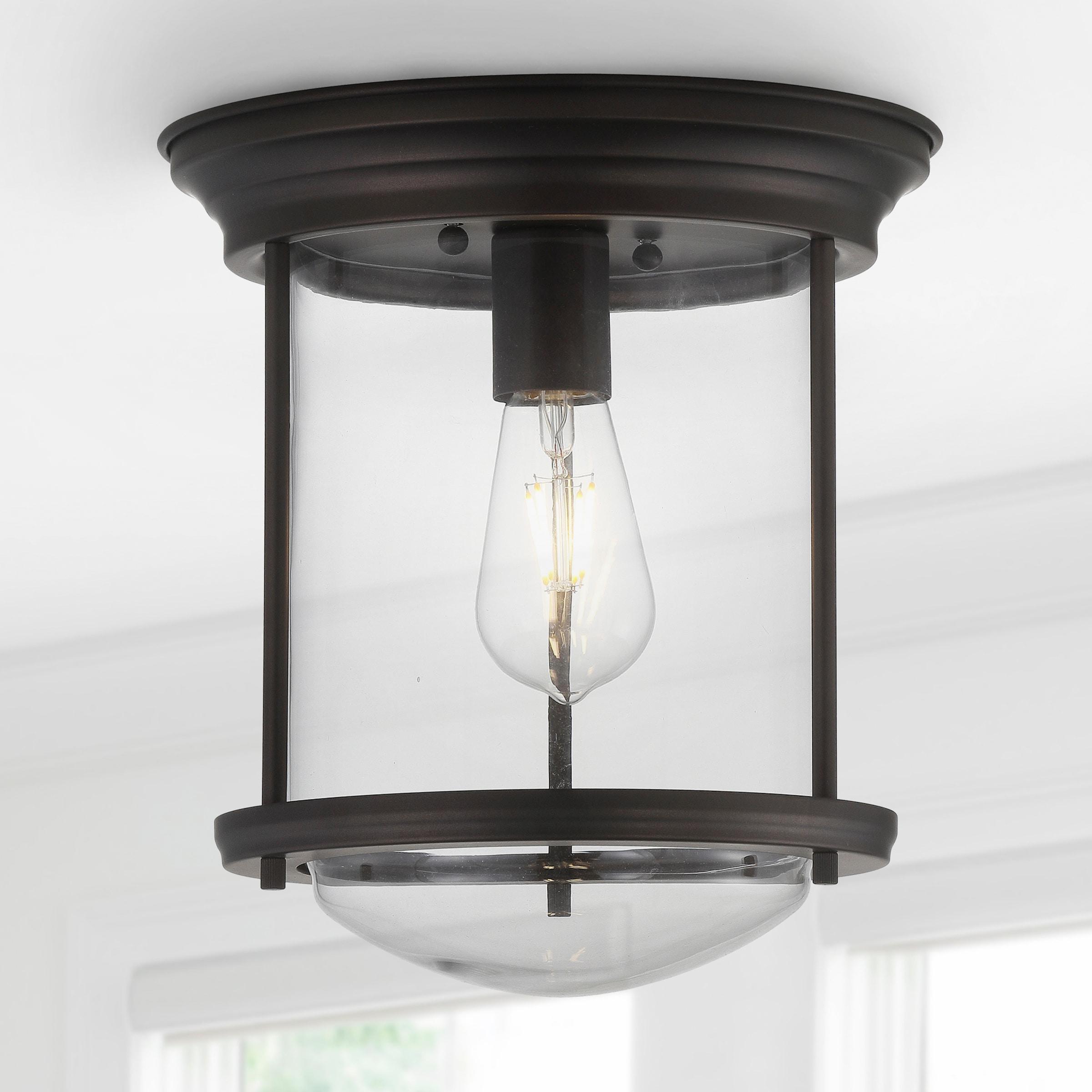 Savannah 10.25" Metal/Glass LED Flush Mount, Oil Rubbed Bronze