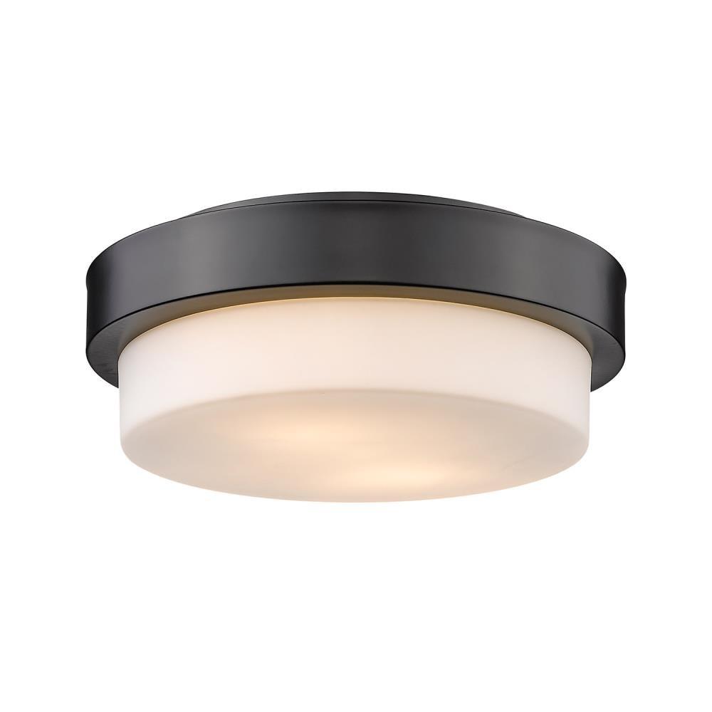 Golden Lighting Multi-Family 11" 2-Light Flush Mount in Matte Black with Opal Glass