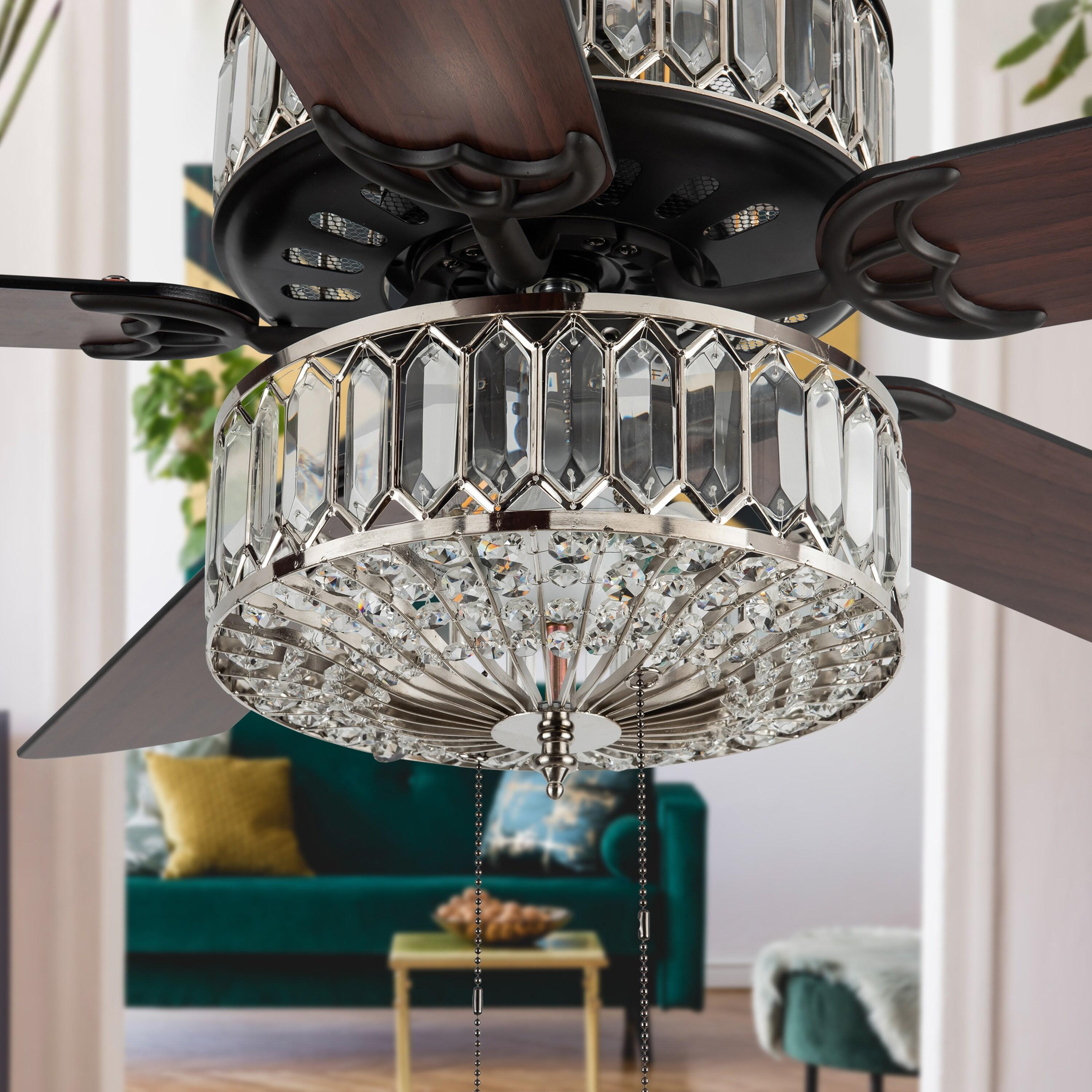 Kelly Clarkson Home 52" Lea 5 - Blade Geometric Cut Crystal Ceiling Fan with Pull Chain