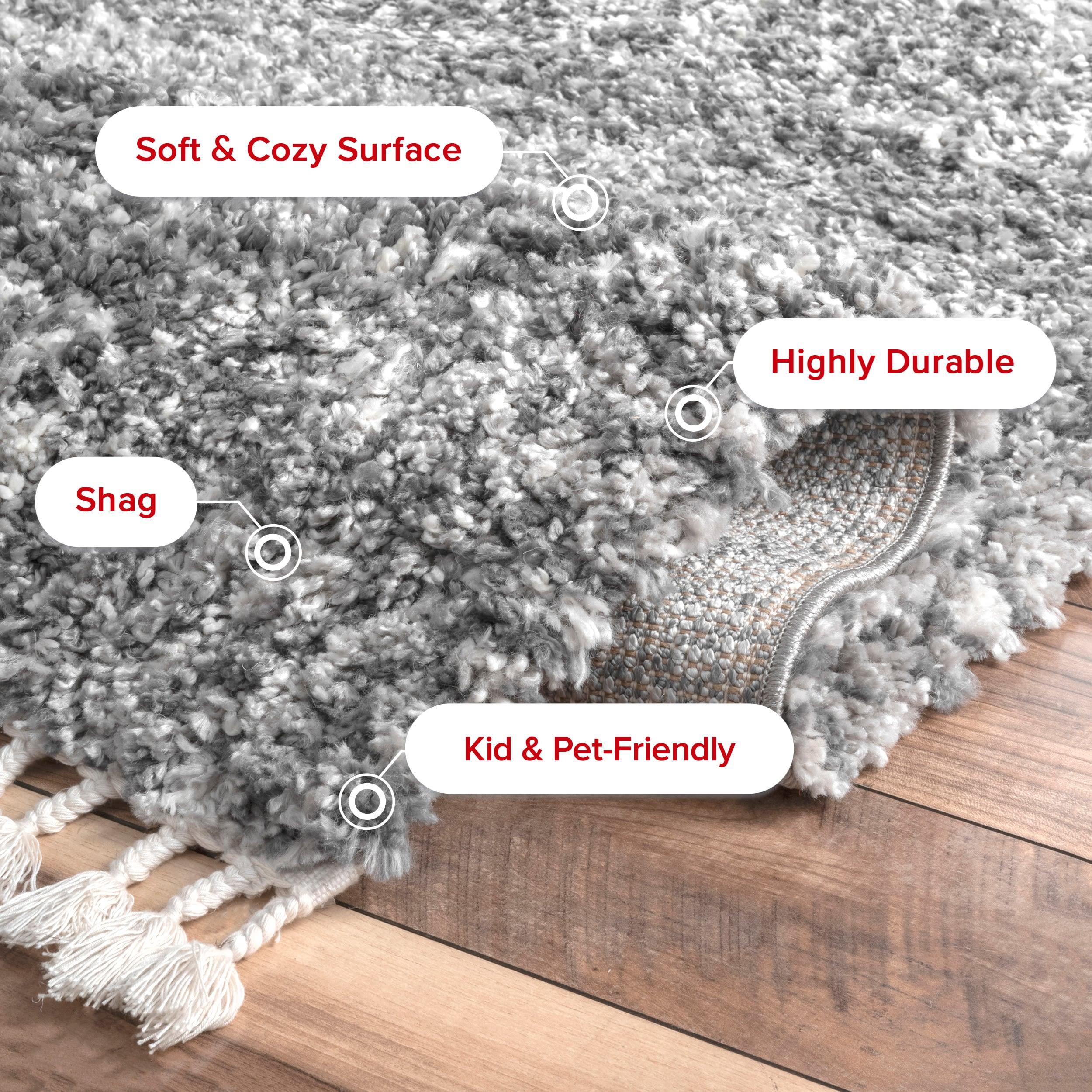 Nuloom Brooke Solid 2x3 Accent Shag Indoor Area Rug for Living Room Bedroom Dining Room Nursery Entryway, Grey/Ivory