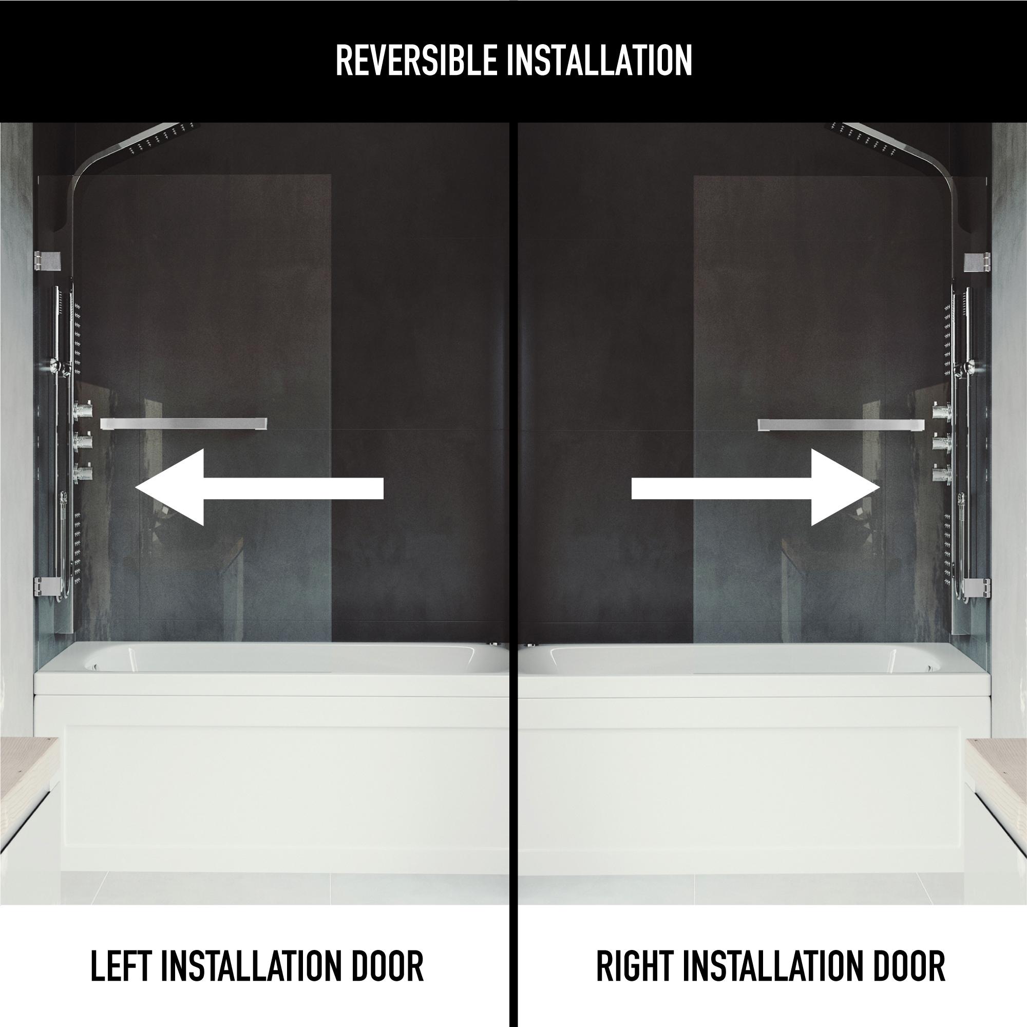 Rialto 34" W x 58" H Hinged Frameless Tub Door with with 5/16" Glass