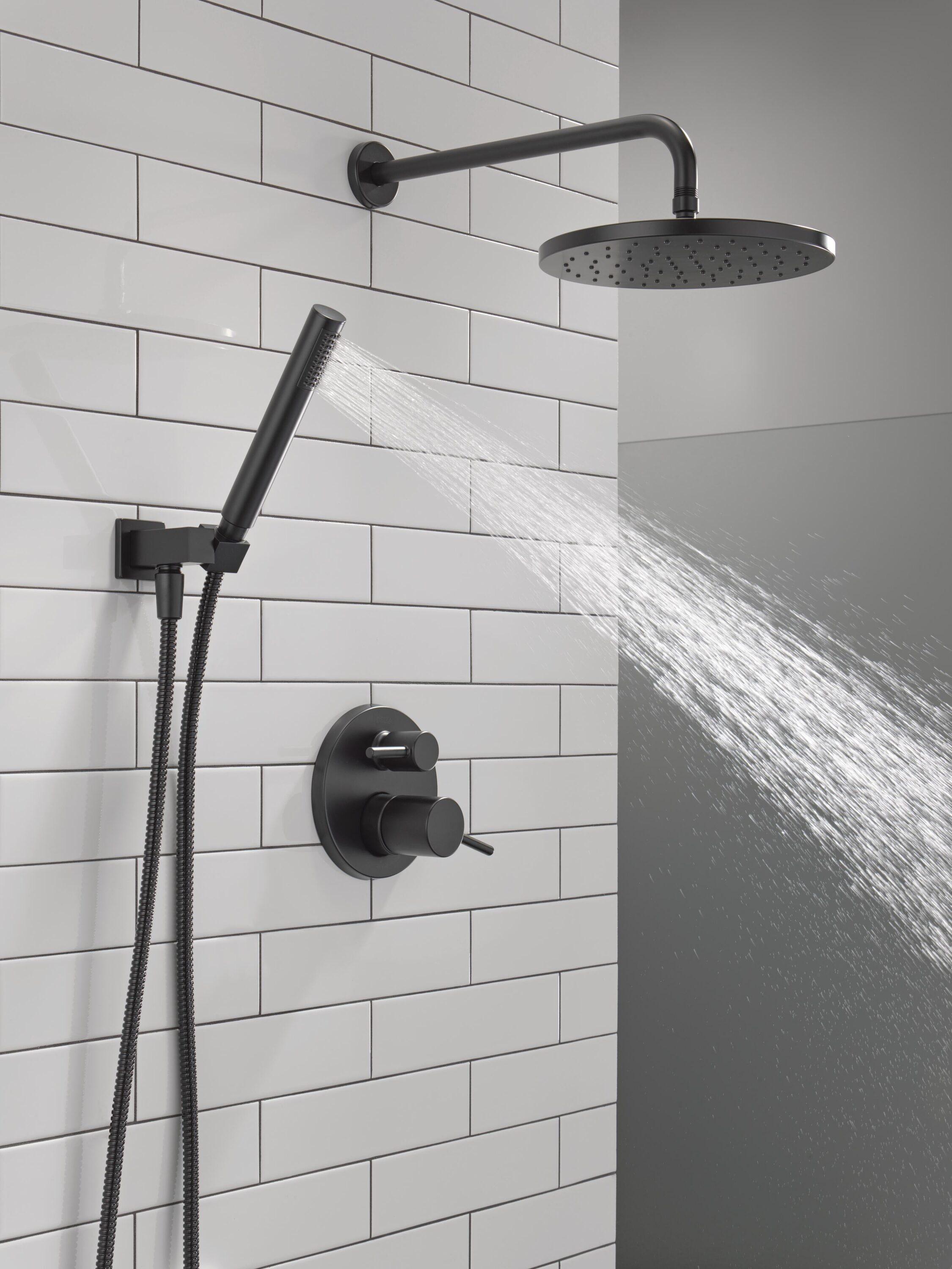 Modern Raincan Round Shower System, Rain Shower Head with Handheld Spray, Shower Faucet Set