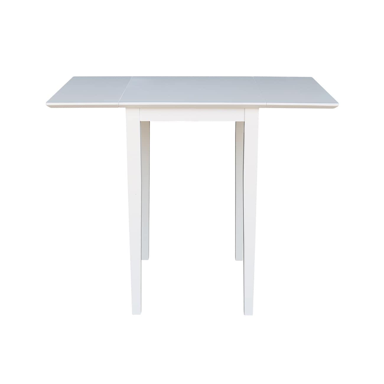 Tate Drop Leaf Extendable Dining Table White - International Concepts: Hardwood, 4-Seat, Modern Style