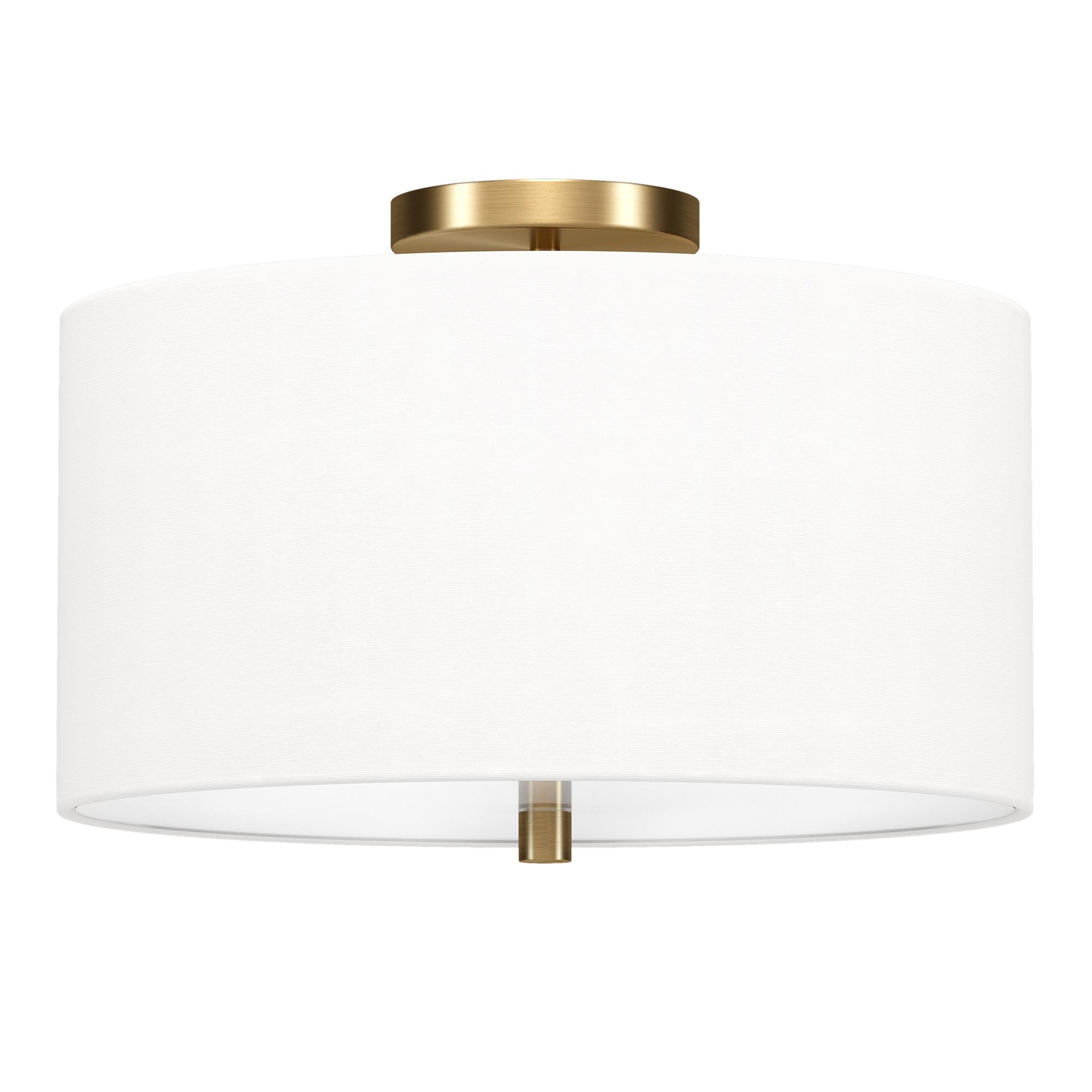 Evelyn&Zoe Ellis 16" Flush Mount with Fabric Shade in Brass/White