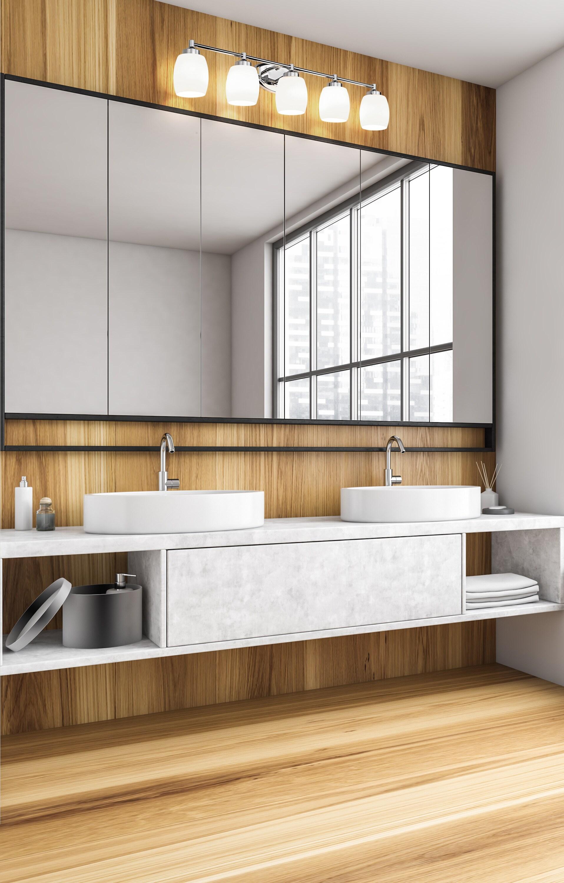 Kendrick 39.25" Chrome Vanity Light with Matte Opal Glass Shades