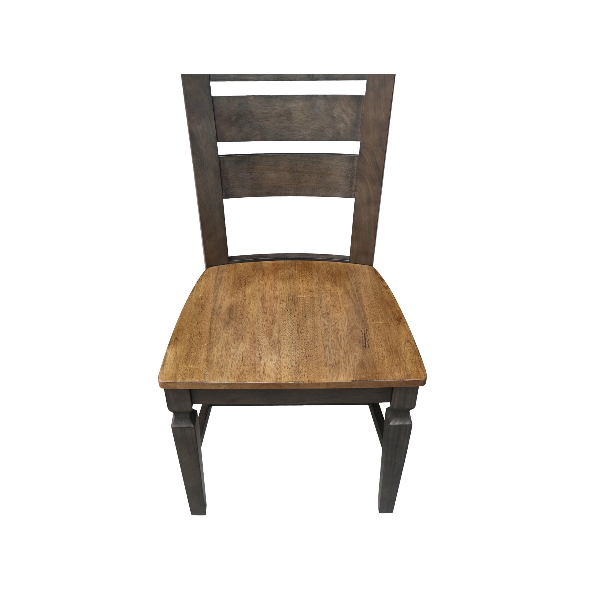 Set of 2 Vista Ladder Back Dining Chairs Hickory Brown - International Concepts: Solid Wood, Armless