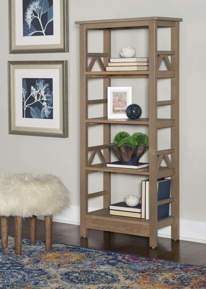 54.45" Original PT - Titian Transitional Solid Wood Display and Storage Bookshelf Driftwood - Linon