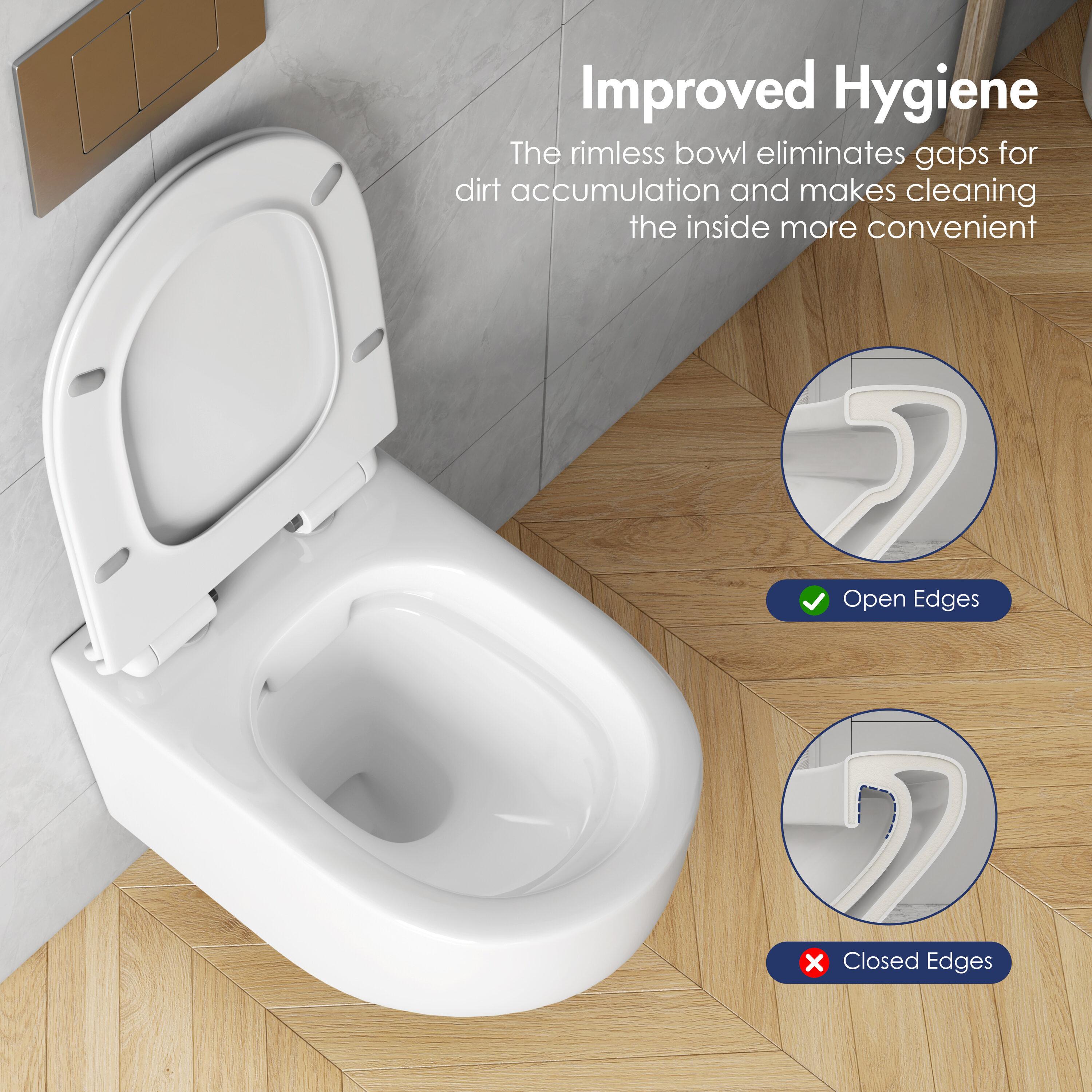 Hampton Elongated Wall Mount Toilet Wall Hung Toilet Bowl