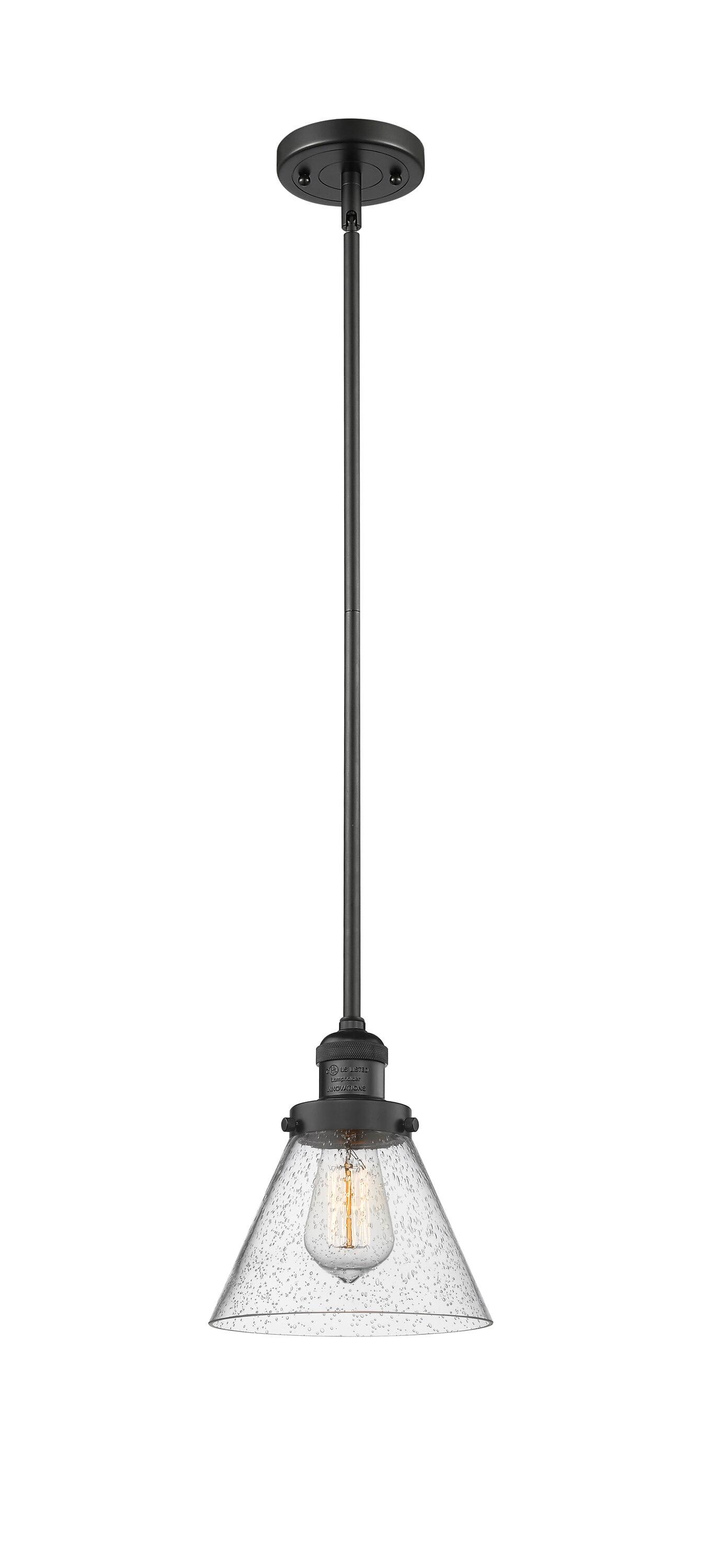 Matte Black Glass Mini Pendant Light with LED