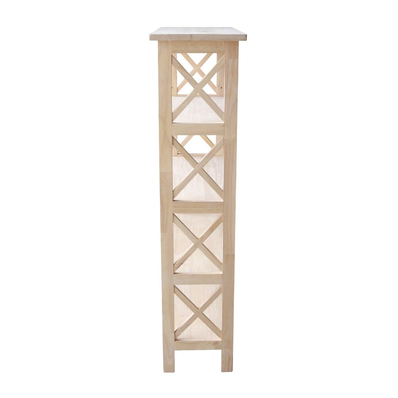 International Concepts 48" 4 Tier X-Sided Bookshelf: Hardwood Vertical Storage, Farmhouse Style, 30" Wide