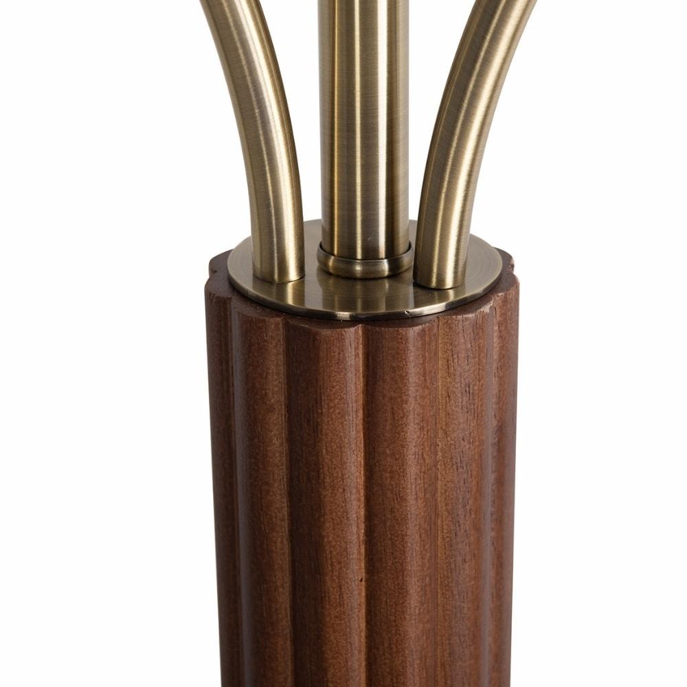 NOVA of California Tambo Torchiere Floor Lamp - Dark Walnut Wood Finish, Weathered Brass, Dimmer