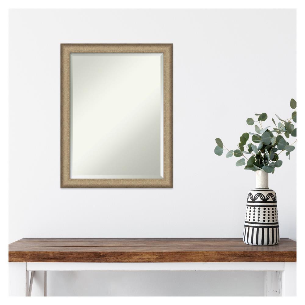 21" x 27" Elegant Brushed Framed Bathroom Vanity Wall Mirror Bronze - Amanti Art: Satin Finish, Polystyrene Frame, Wall Mounted