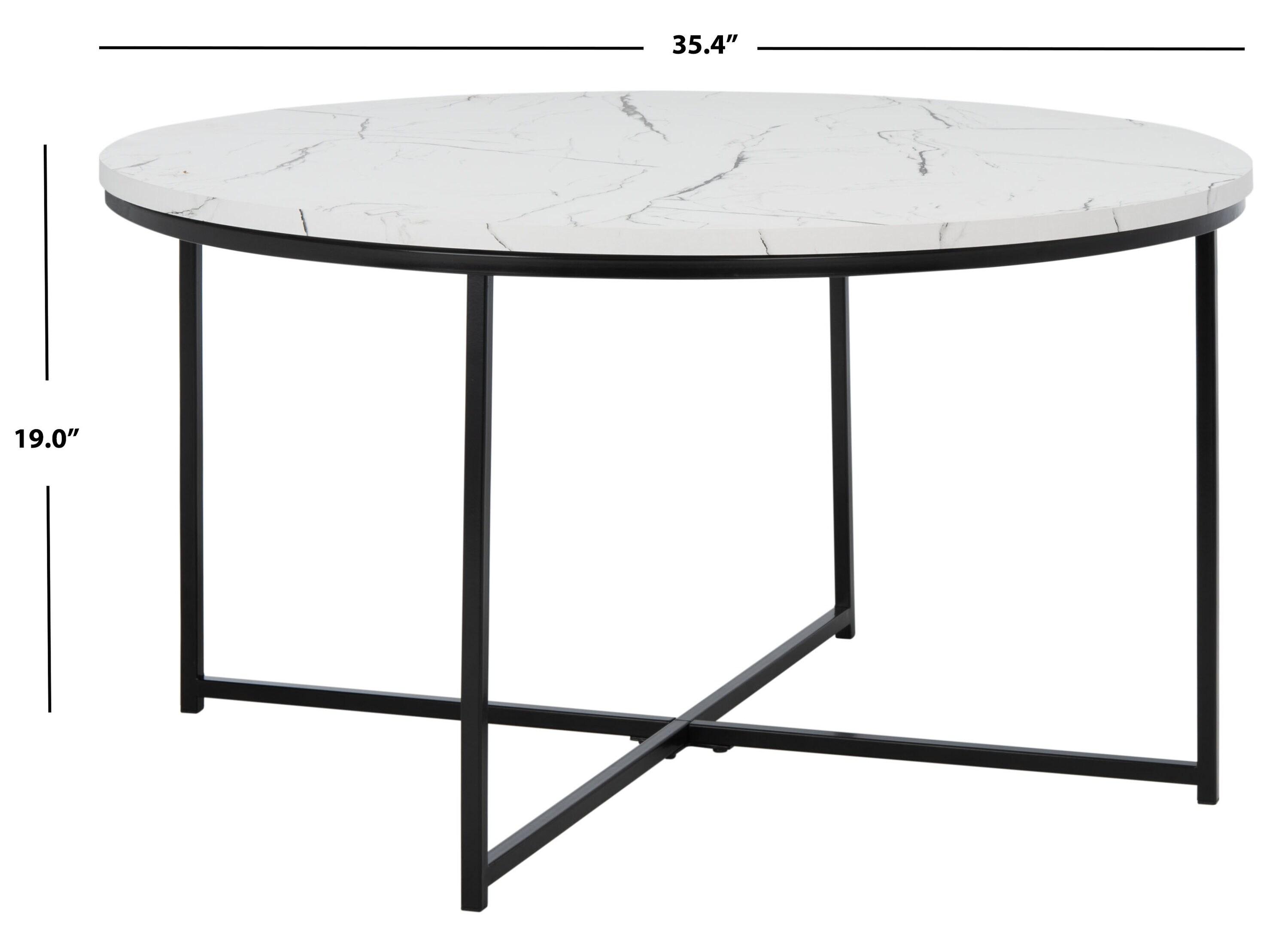 Pia Marble Coffee Table - White Marble/Black - Safavieh