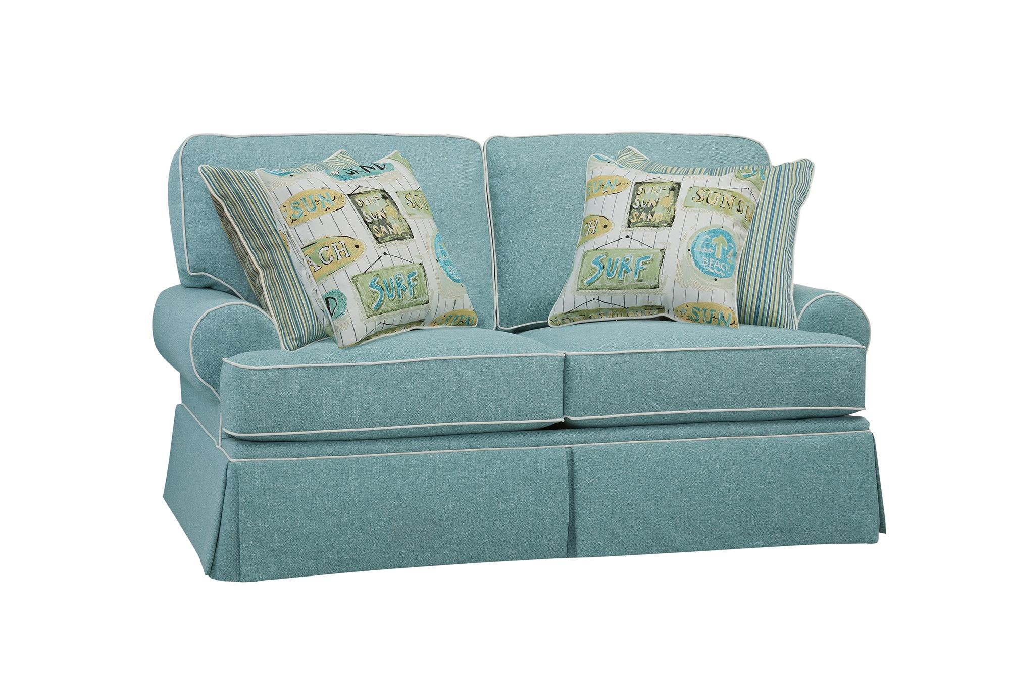 American Furniture Classics Model 8-020-S275A Coastal Aqua Series Loveseat with Four Accent Pillows