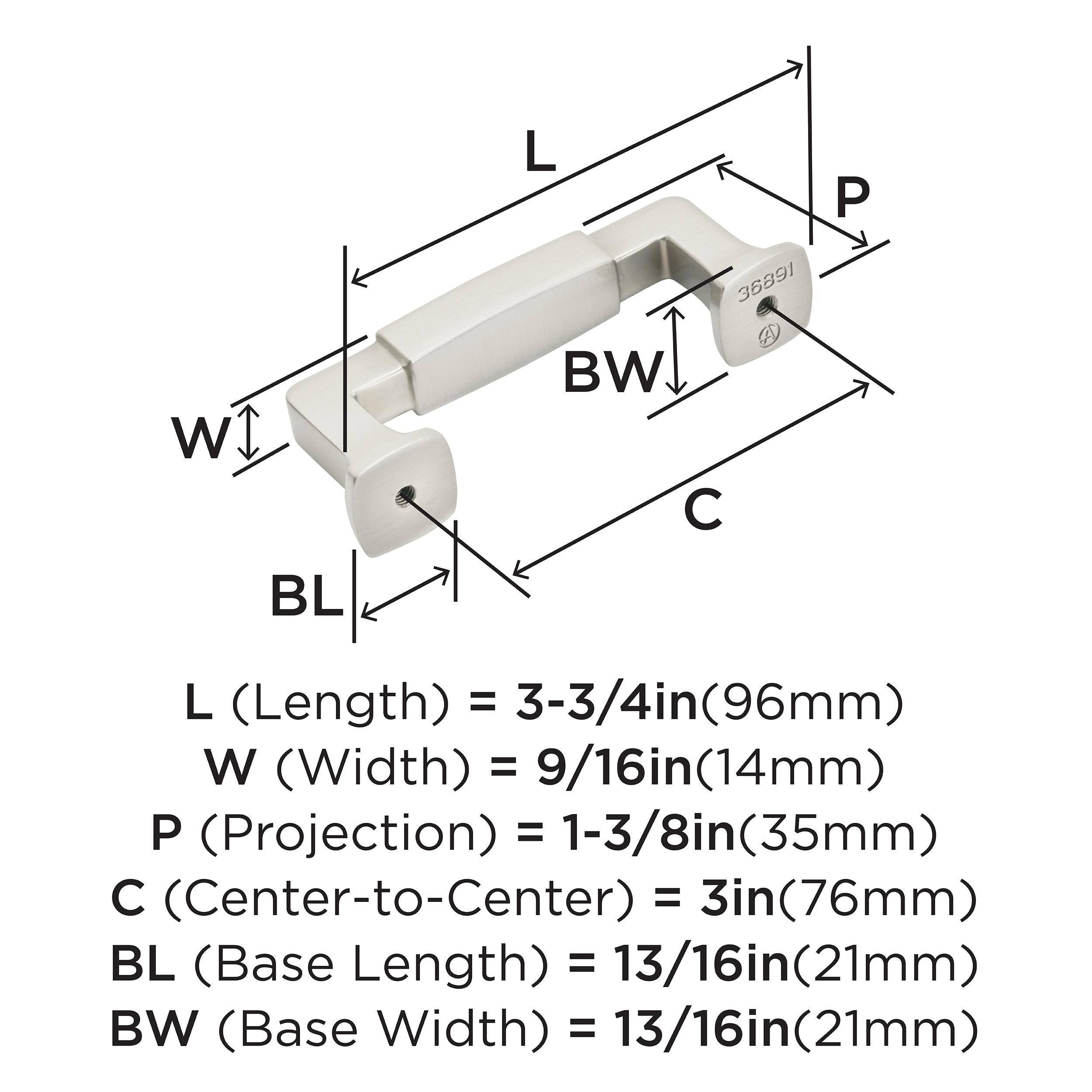 Amerock Stature 3 inch (76mm) Center-to-Center Satin Nickel Cabinet Pull