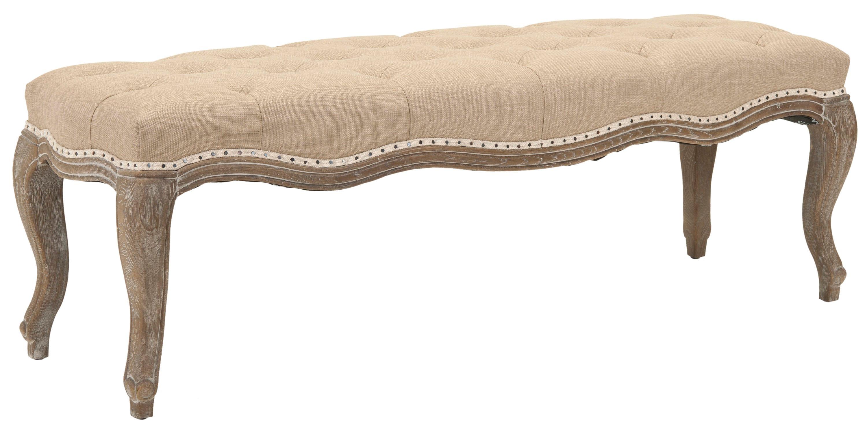 Ramsey Bench With Flat Black Nail Heads - Wheat/Natural Cream - Safavieh