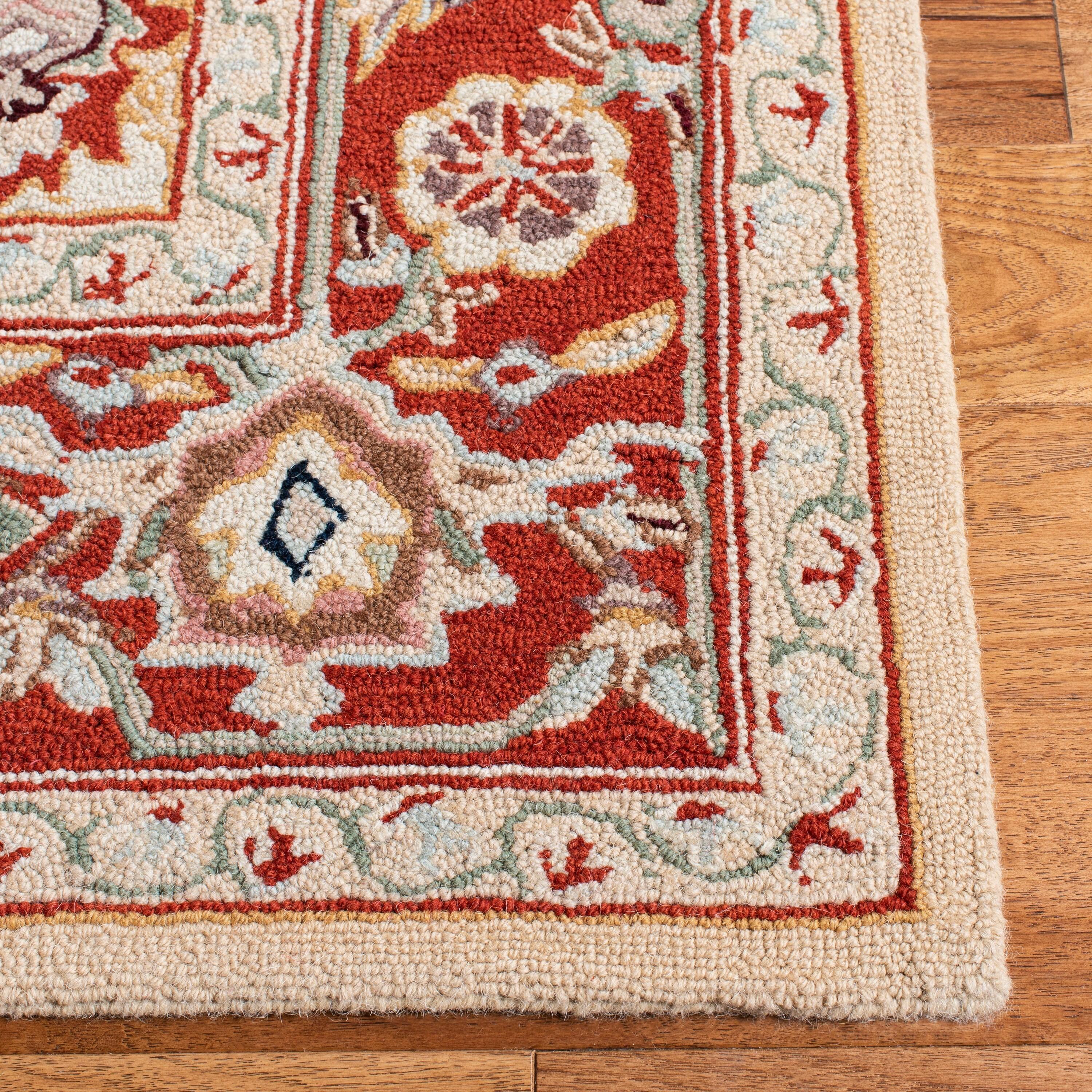 SAFAVIEH Chelsea Quinlan Traditional Wool Area Rug, Ivory/Red, 5'3" x 8'3"