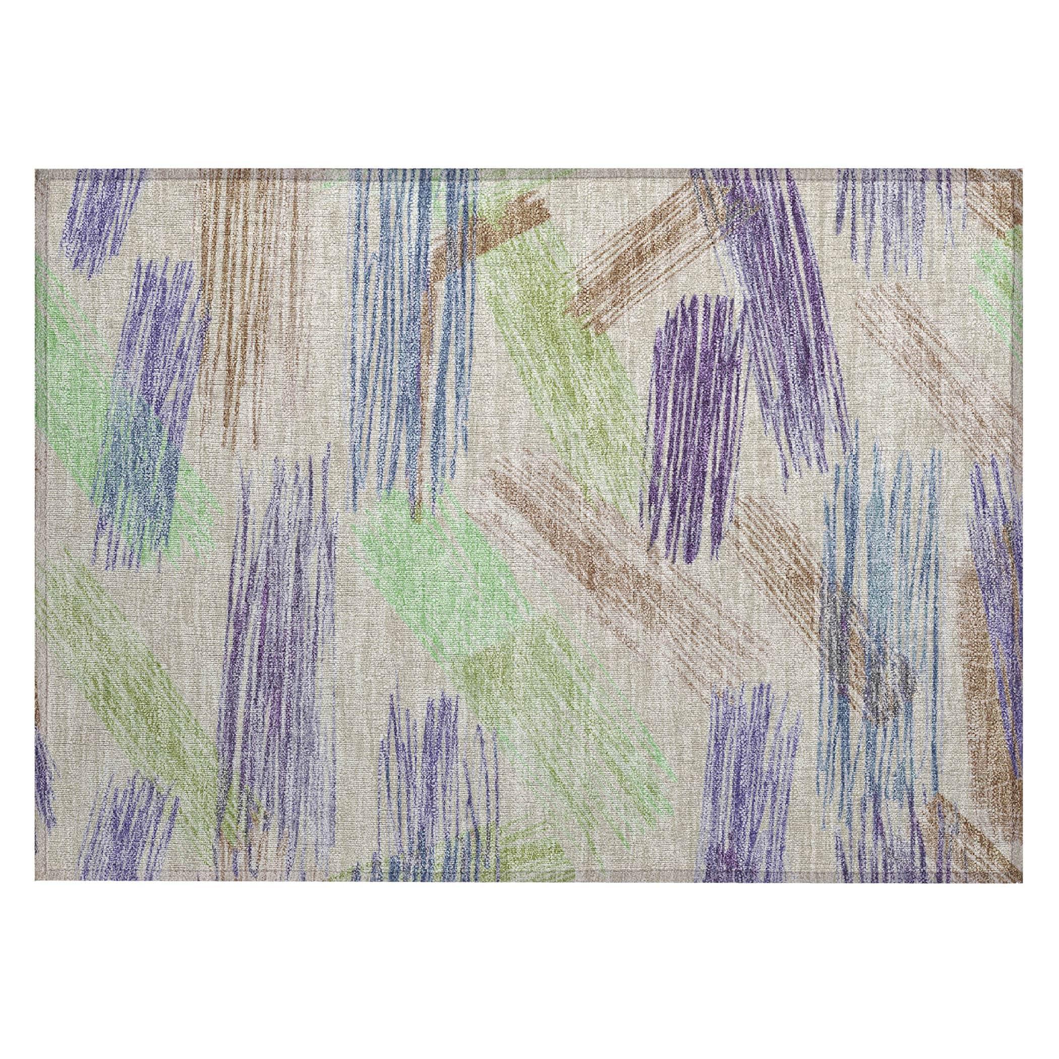 Addison Rugs Chantille Indoor/Outdoor Transitional Stripes Beige Washable Rectangle Rug, 1'8" x 2'6"