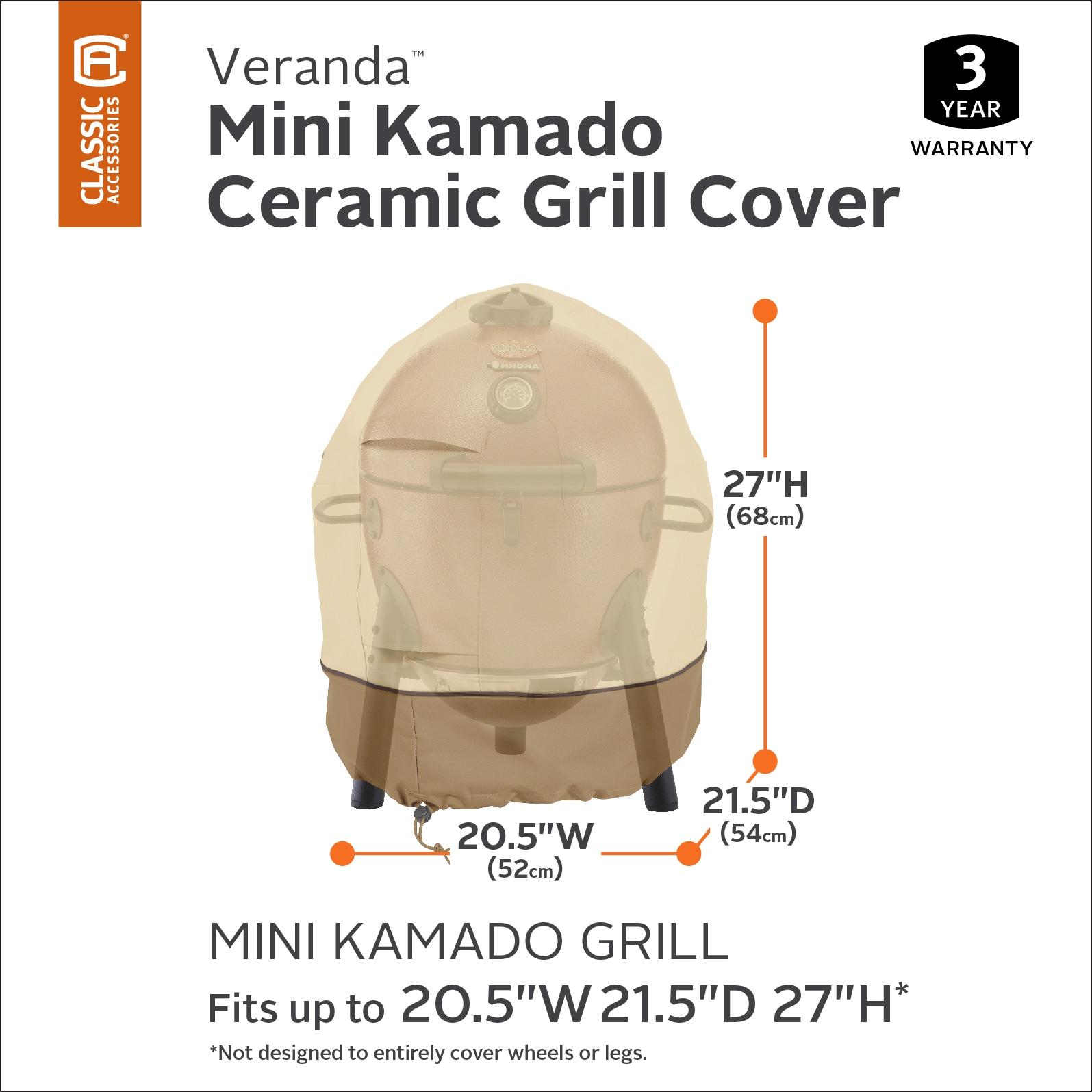 Classic Accessories Veranda Water-Resistant 21 Inch Kamado Mini Ceramic BBQ Grill Cover