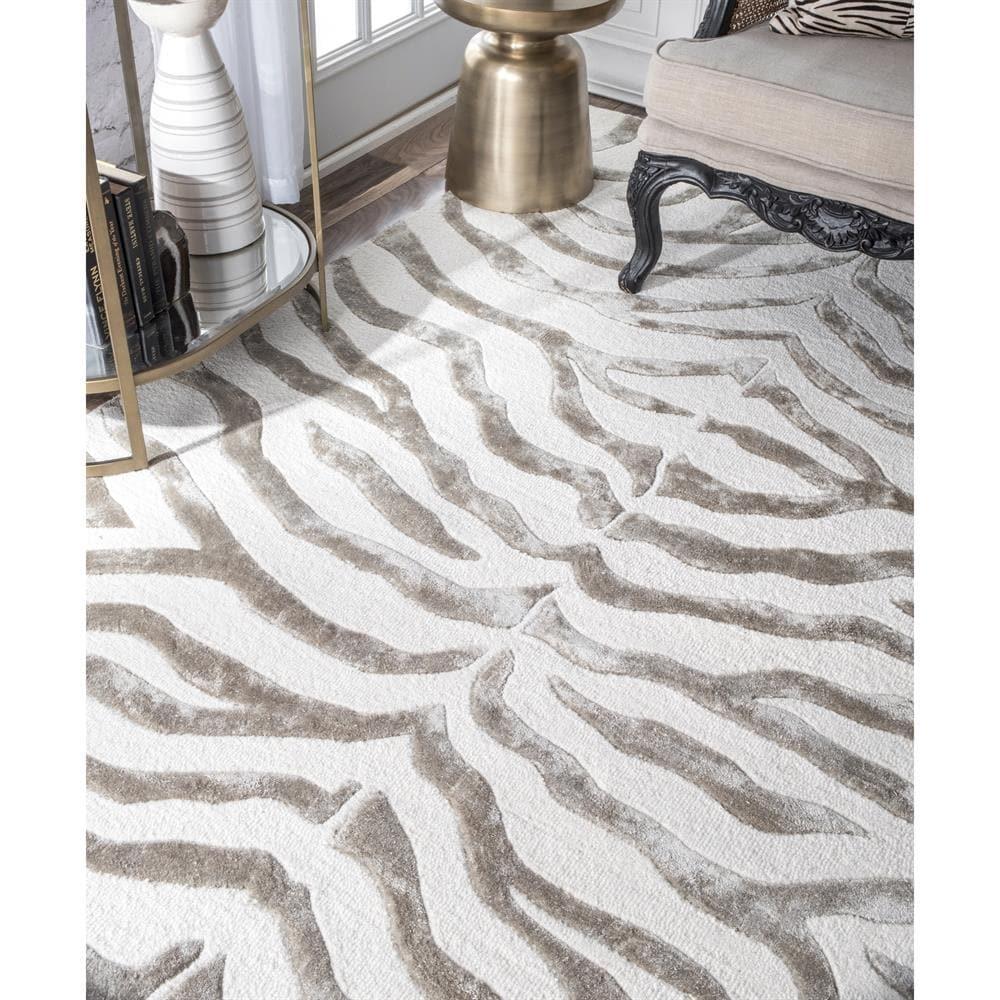 nuLOOM Zebra Hand Tufted Plush Wool Runner Rug, 2' 6" x 8', Gray