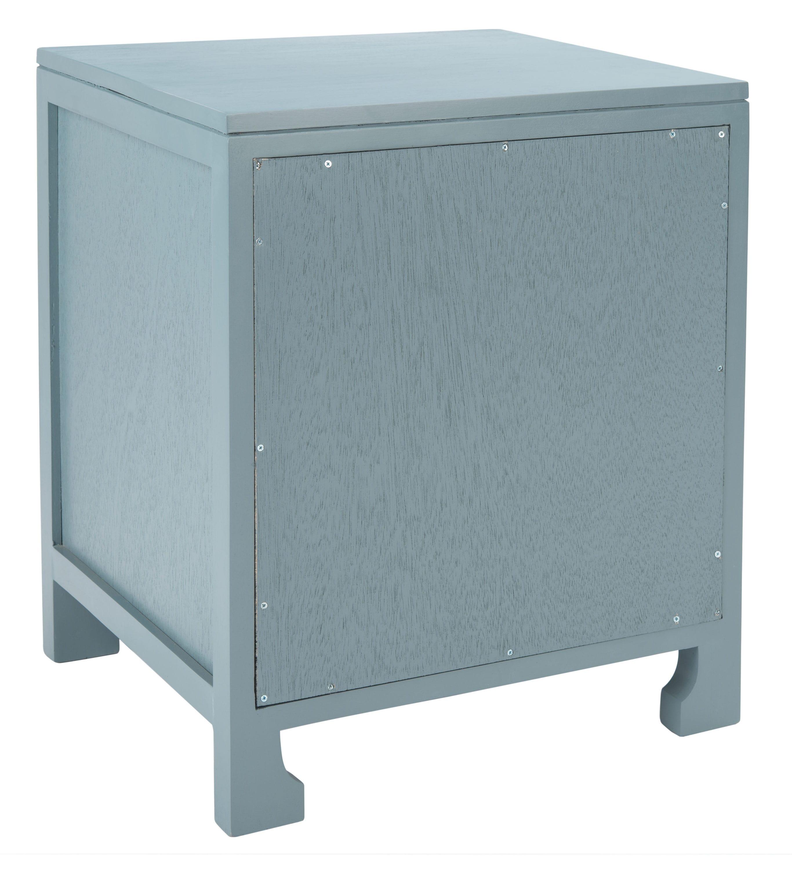 SAFAVIEH Dave Coastal 1 Drawer 1 Door Nightstand, Blue Grey/Natural